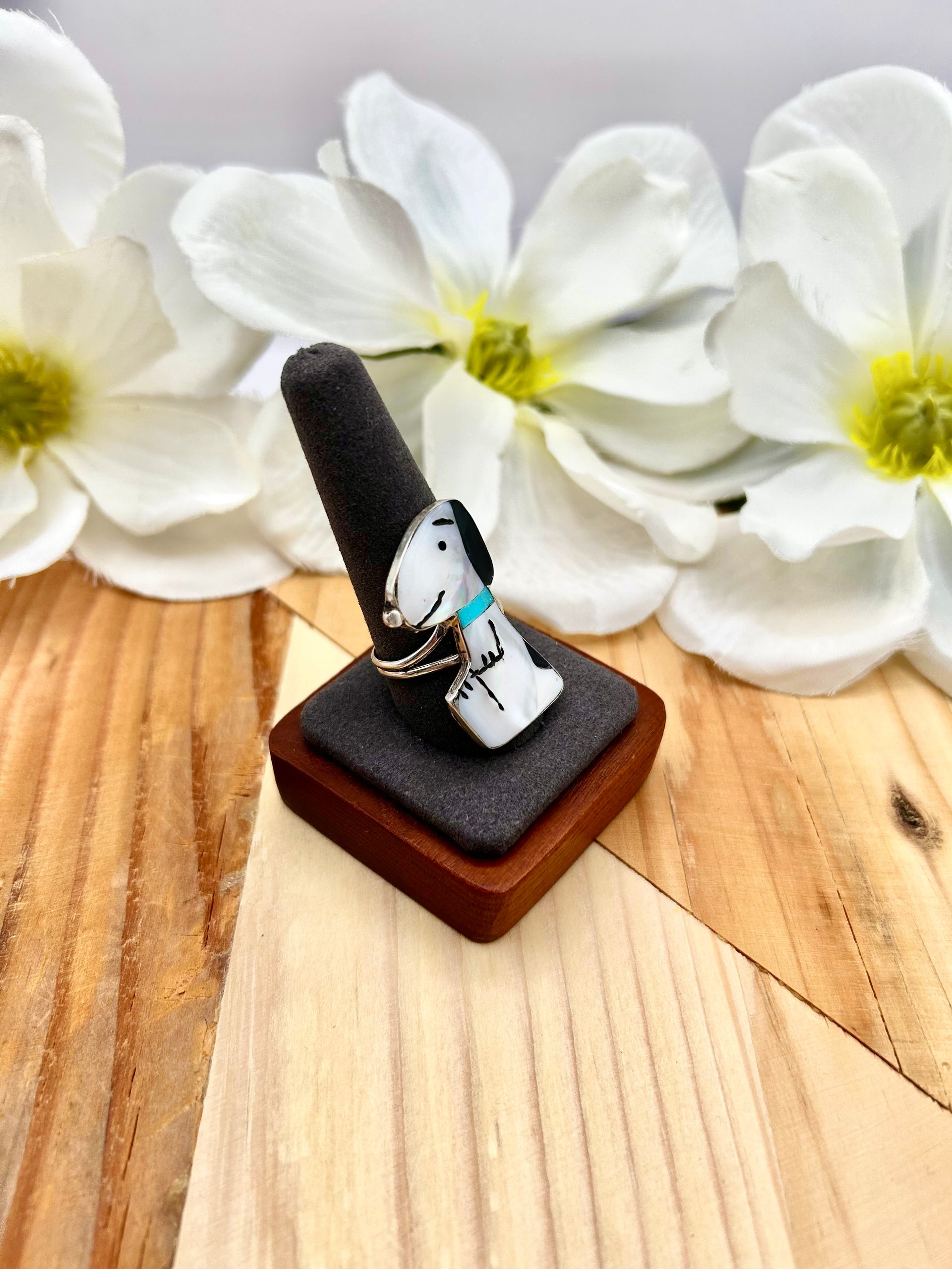 Zuni Made Multi Stone & Sterling Silver Ring Size 11