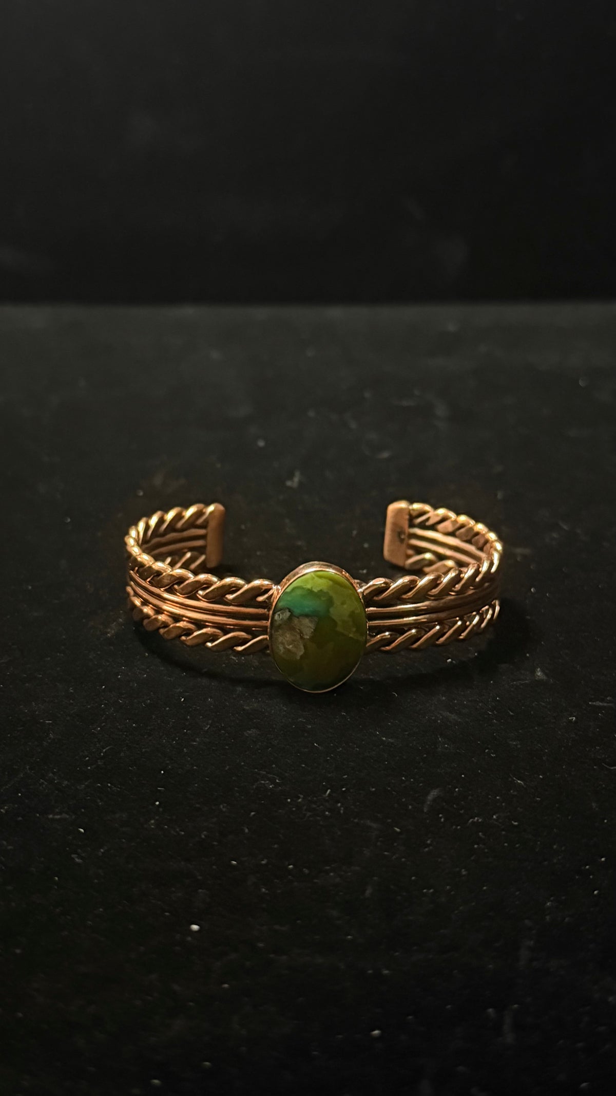 Navajo Made Kingman Turquoise & Copper Cuff Bracelet