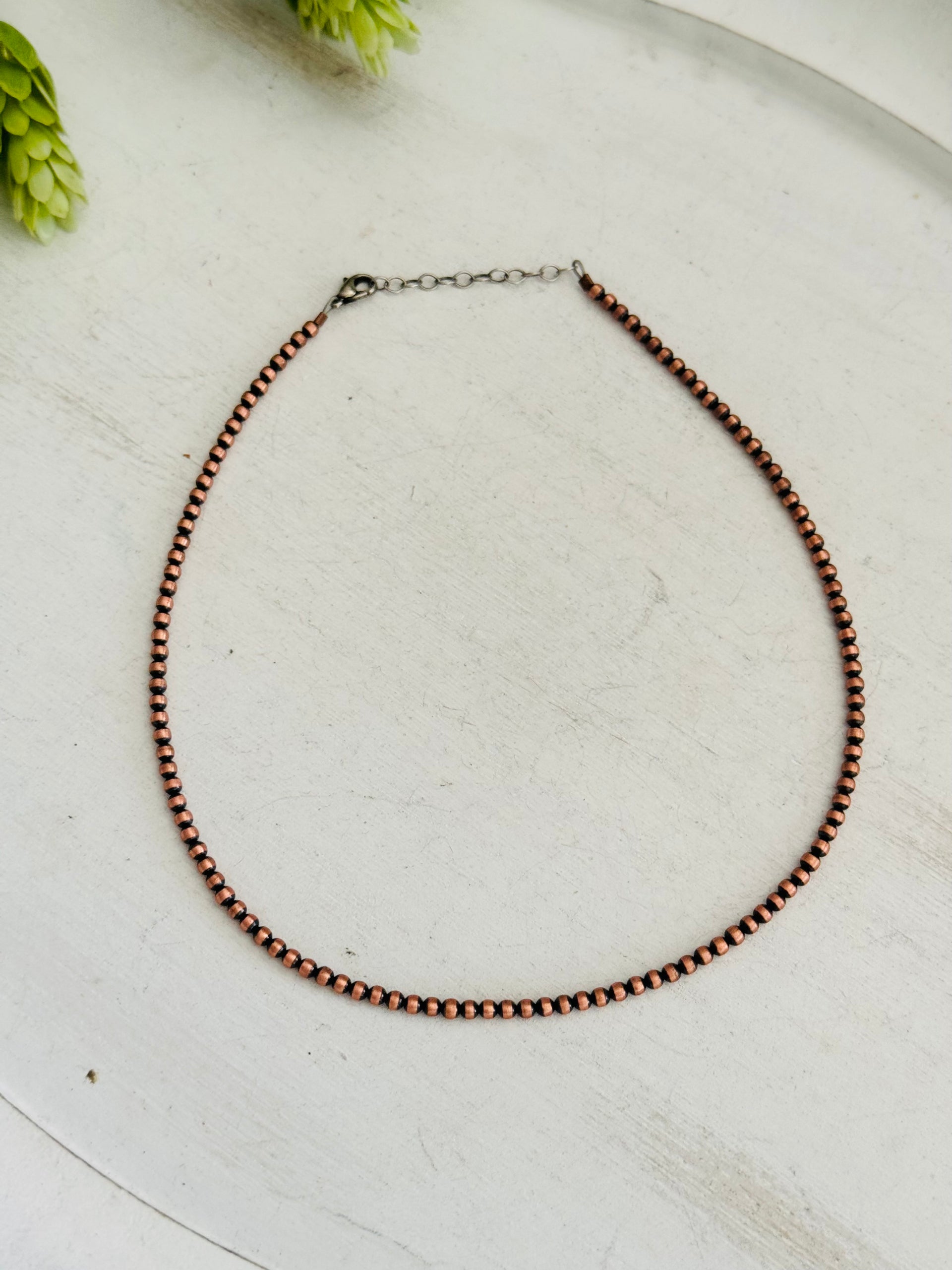 Navajo Strung Copper Pearls Beaded Necklace