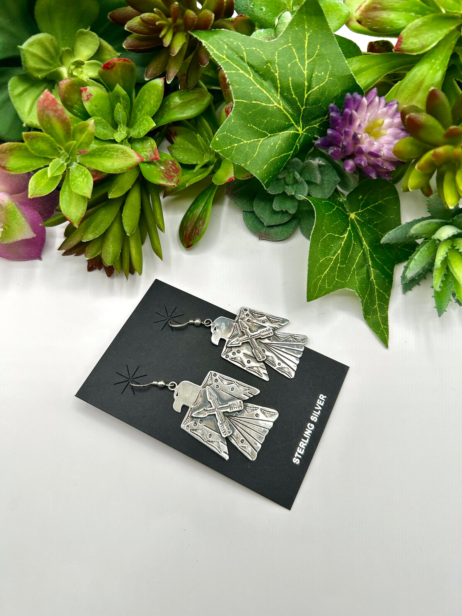 Navajo Made Sterling Silver Hook Dangle Earrings