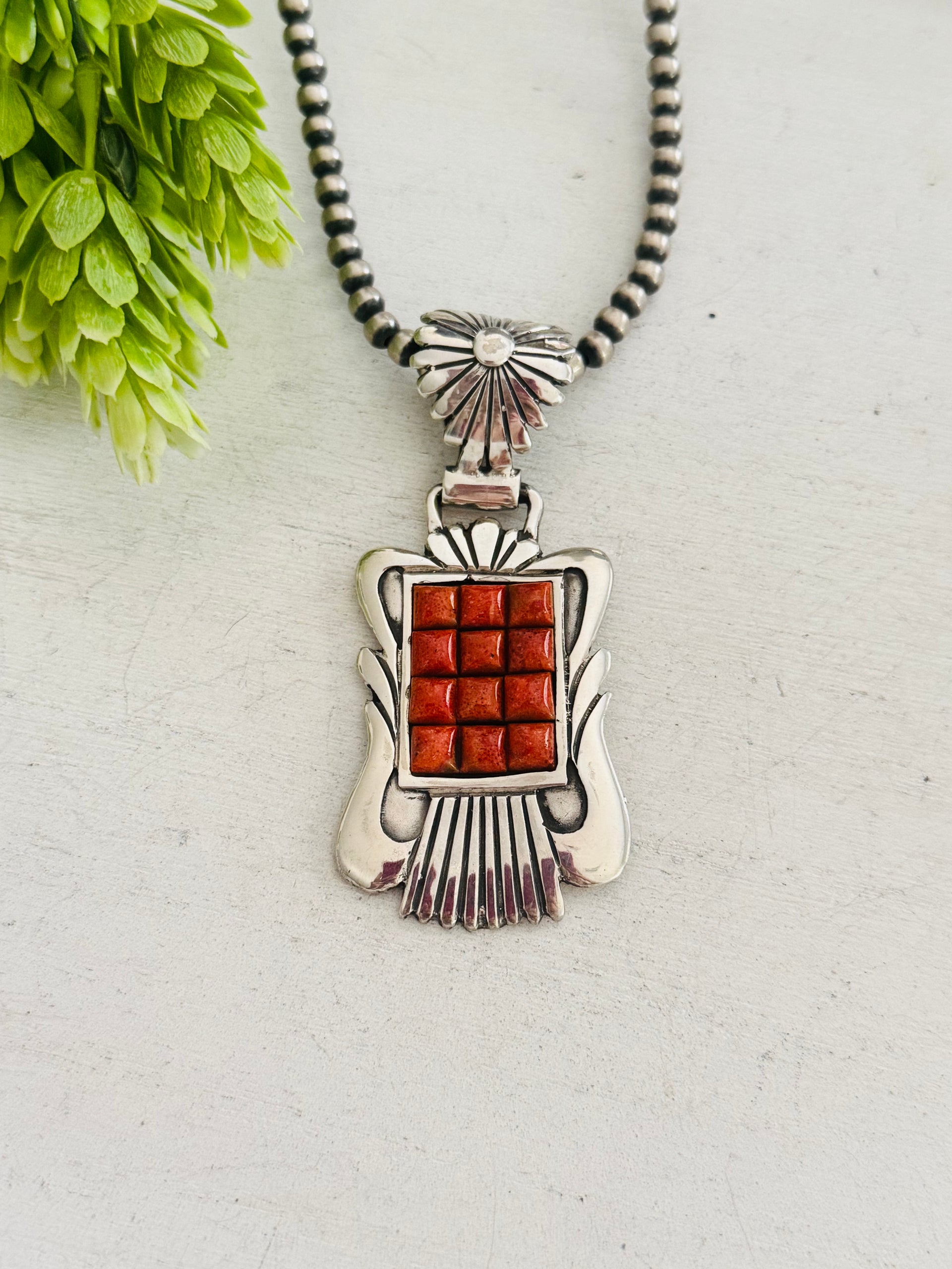 OldPawn Robt Kelly Apple Coral & Sterling Silver Pendant