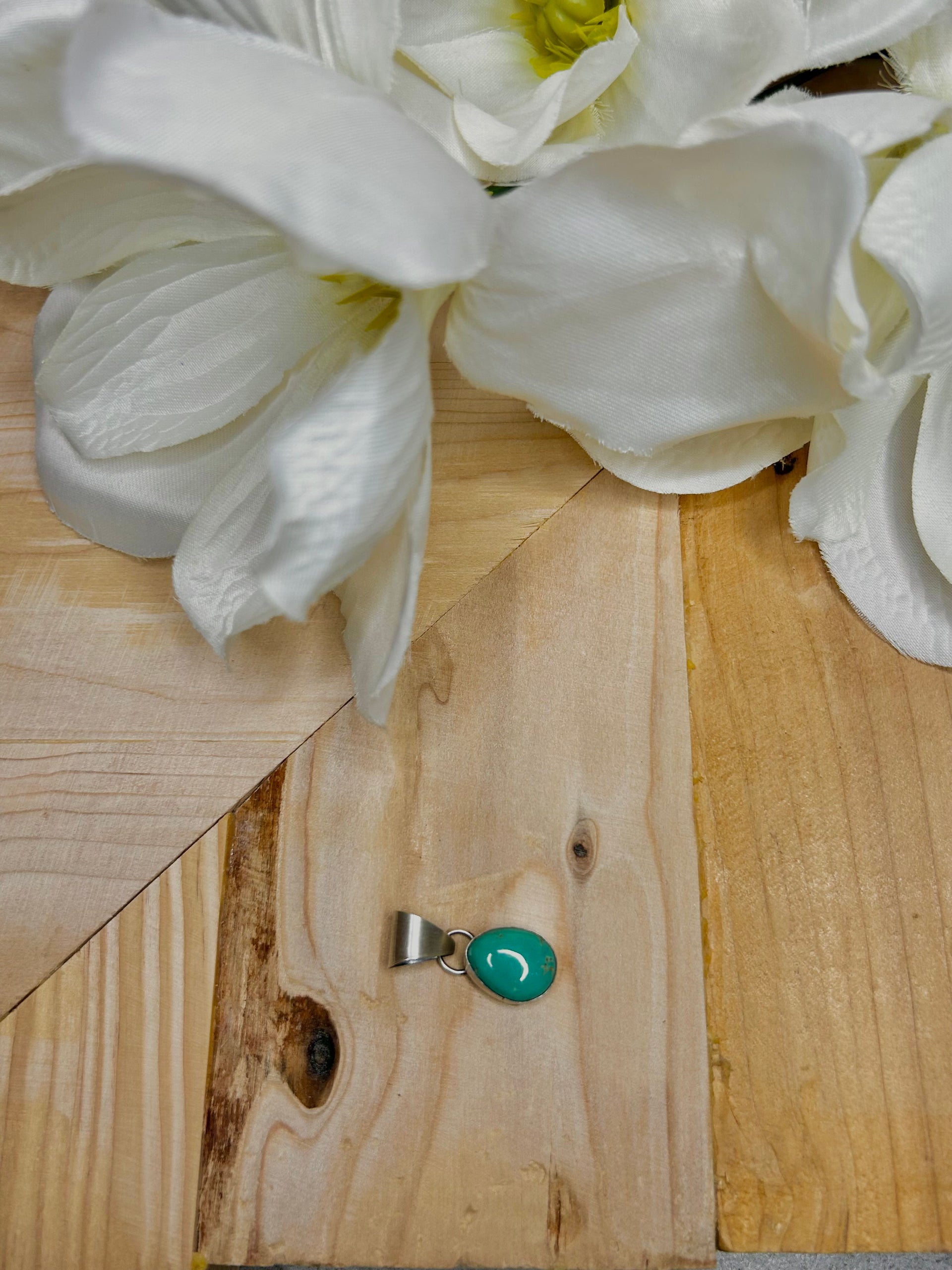 Navajo Made Kingman Turquoise & Sterling Silver Pendant