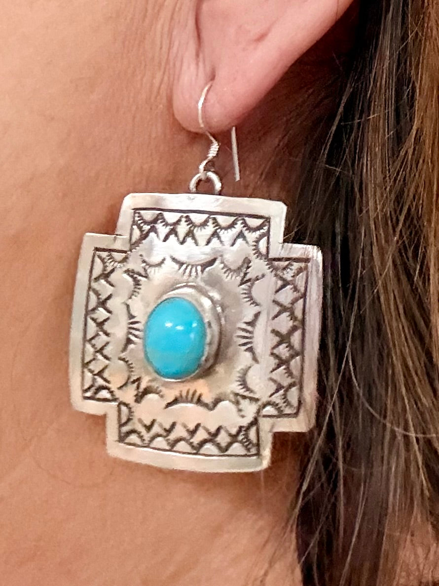 Southwest Handmade Turquoise & Sterling Silver Earrings