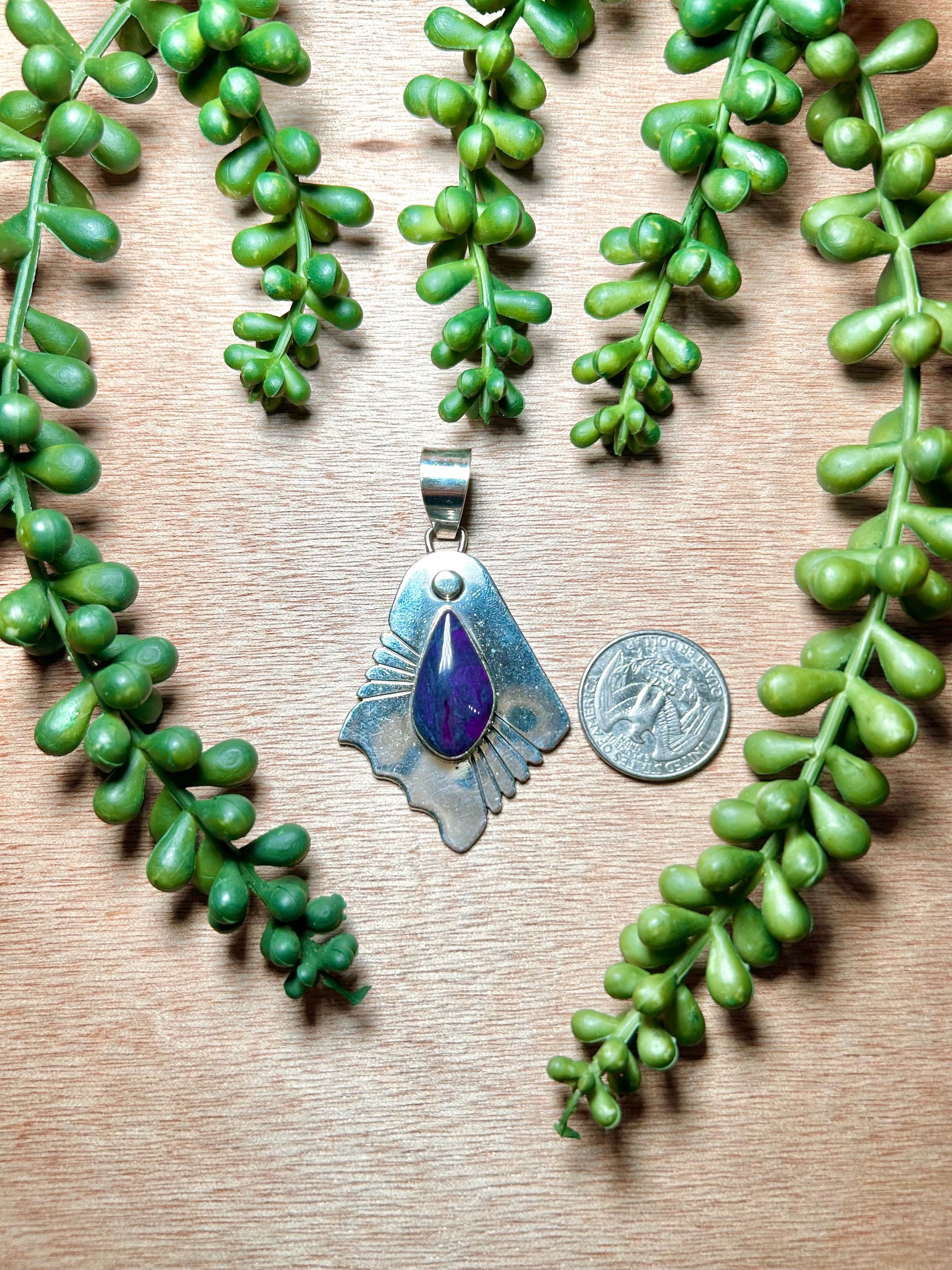 Navajo Made Sngilite  & Sterling Silver Pendant