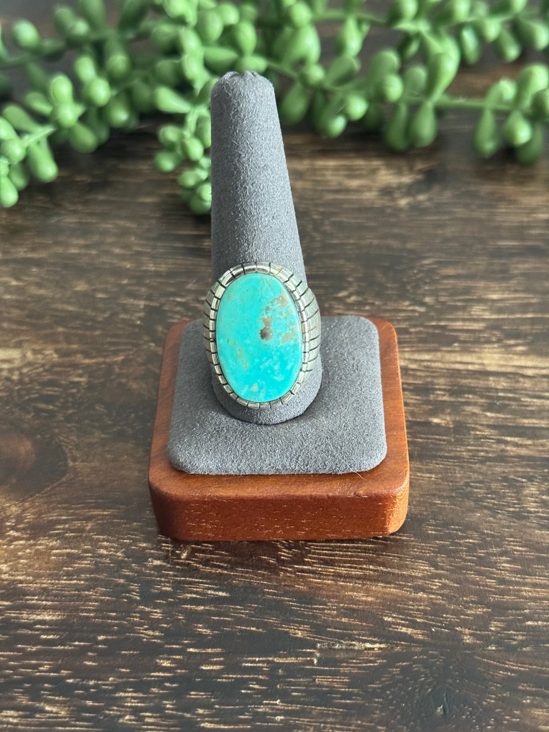 Ray Jack Kingman Turquoise & Sterling Silver Ring Size 11.75