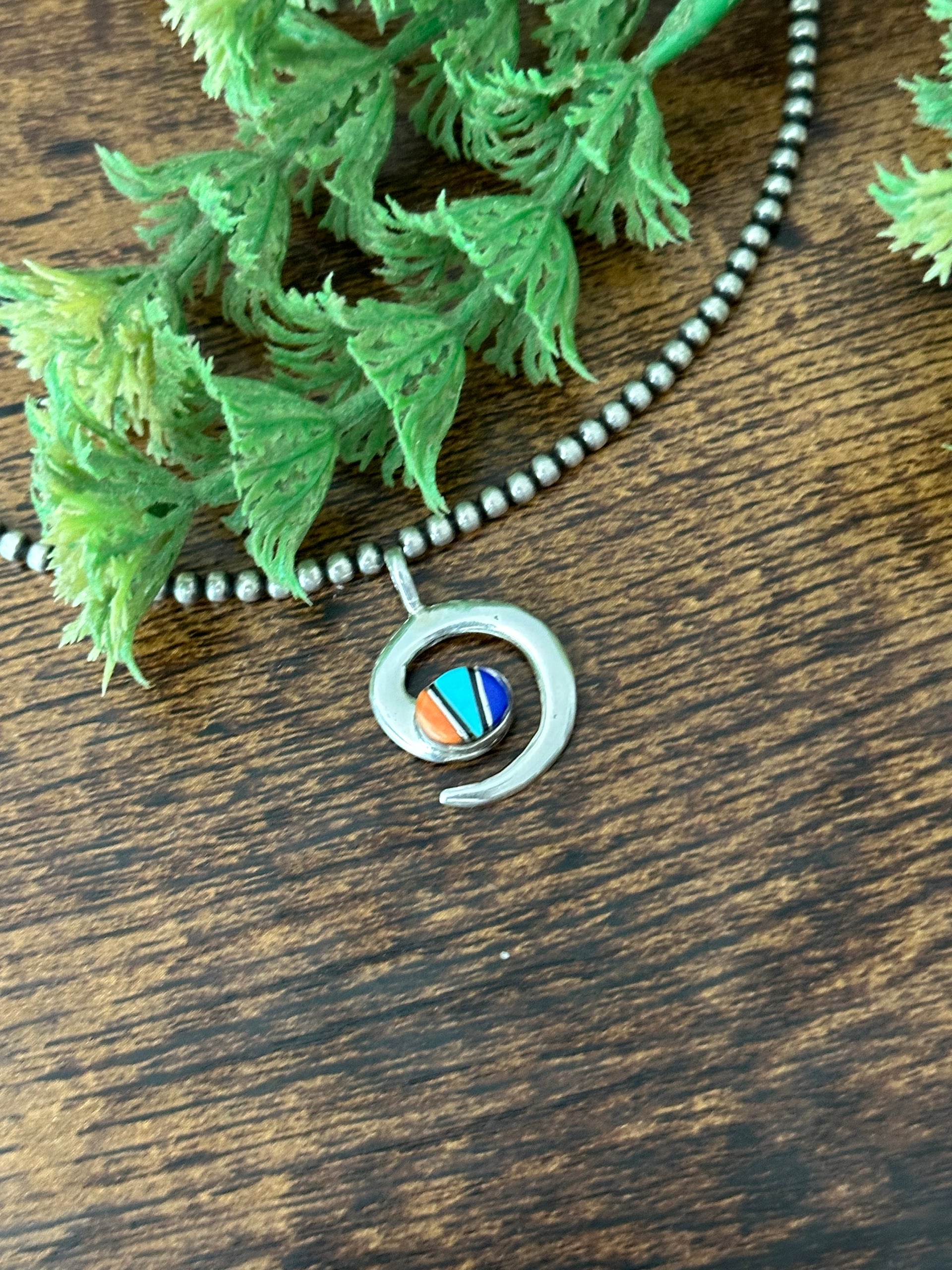 Joseph Martinez Multi Stone & Sterling Silver Inlay Pendant