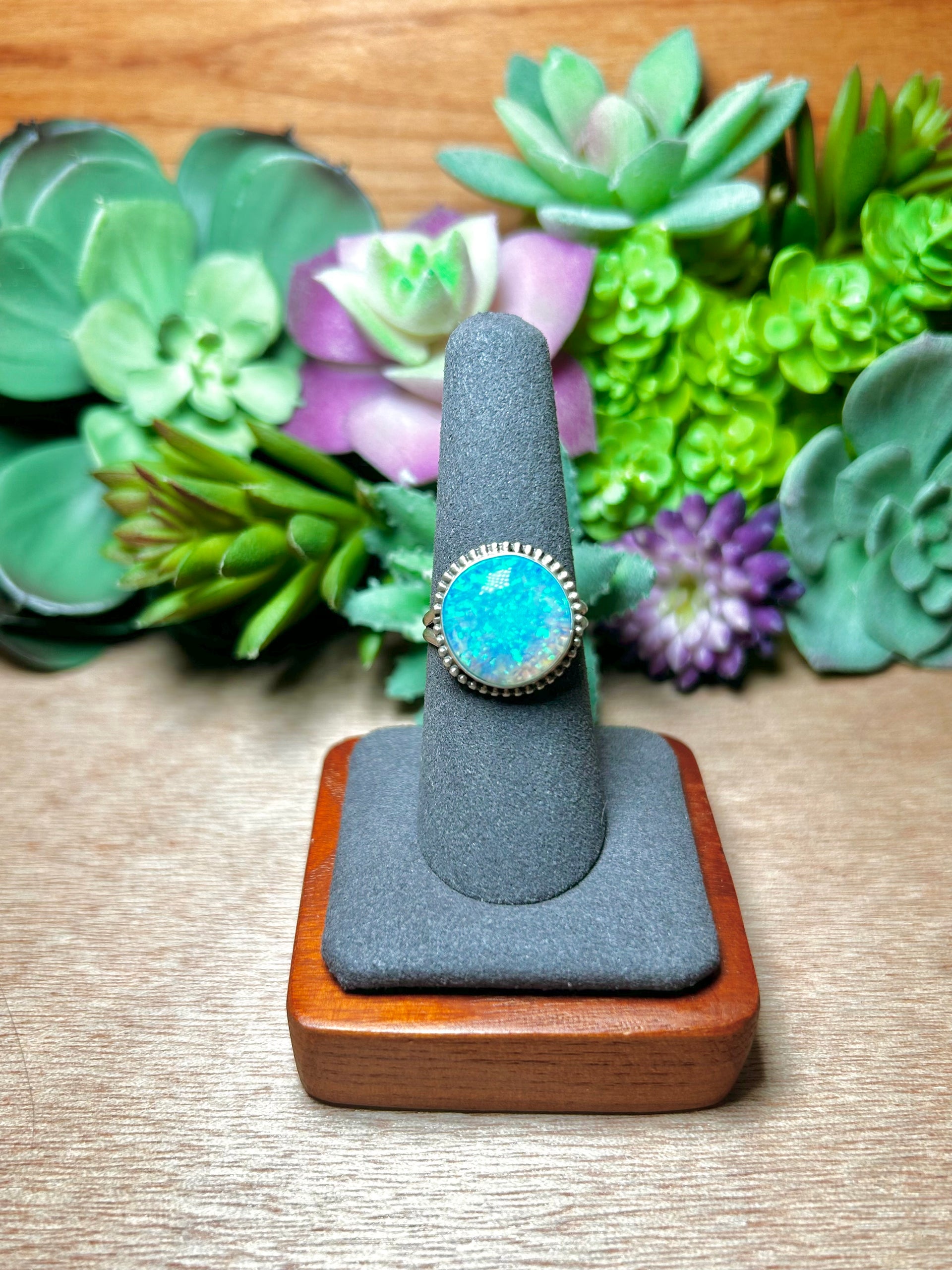 Navajo Made Opal & Sterling Silver Ring Size 8.25