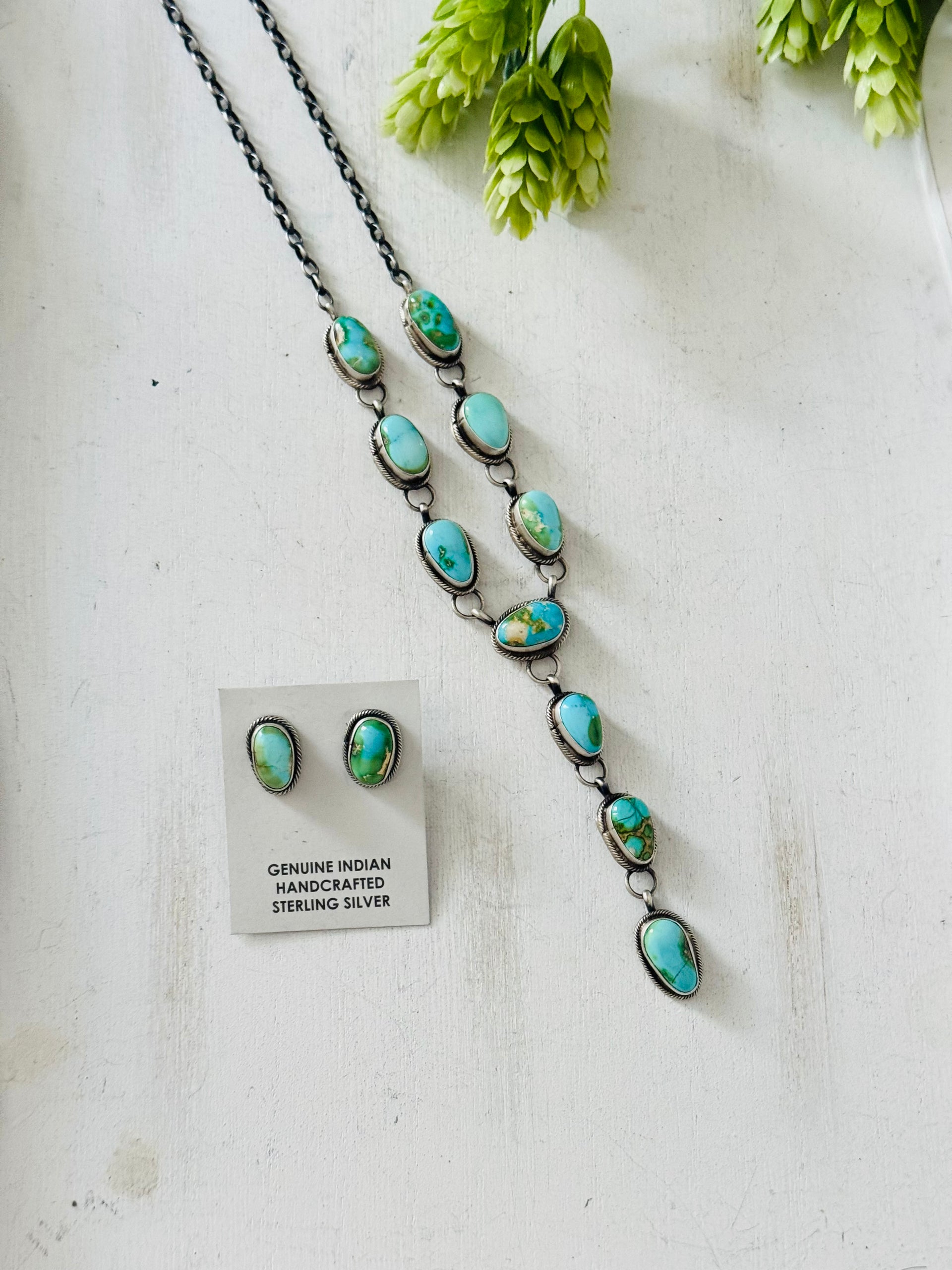 Betta Lee Sonoran Mountain Turquoise & Sterling Silver Lariat Necklace Set