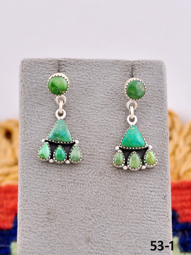 Southwest Made Emerald Valley Turquoise & Sterling Silver Post Earrings