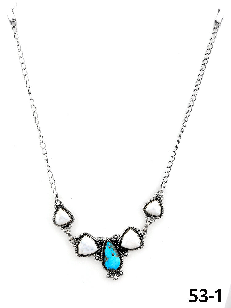 Southwest Made Sierra Bella Turquoise with White Buffalo & Sterling Silver Necklace