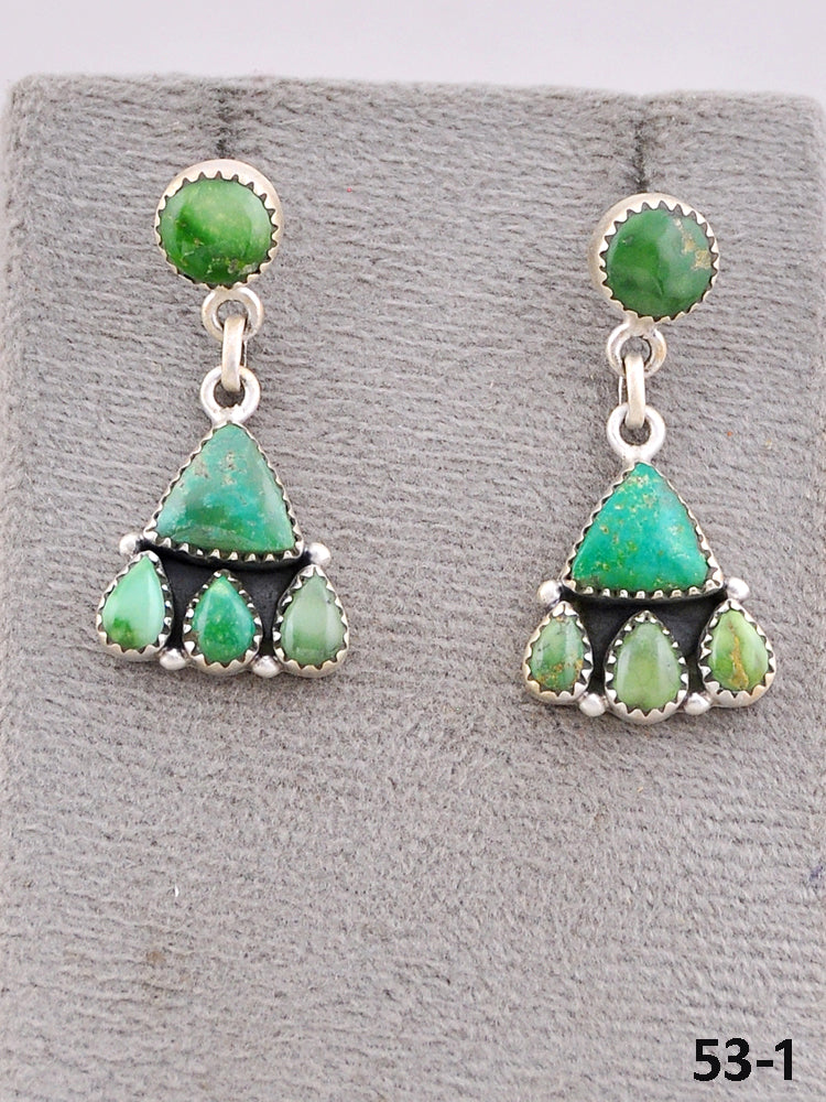 Southwest Made Emerald Valley Turquoise & Sterling Silver Post Earrings