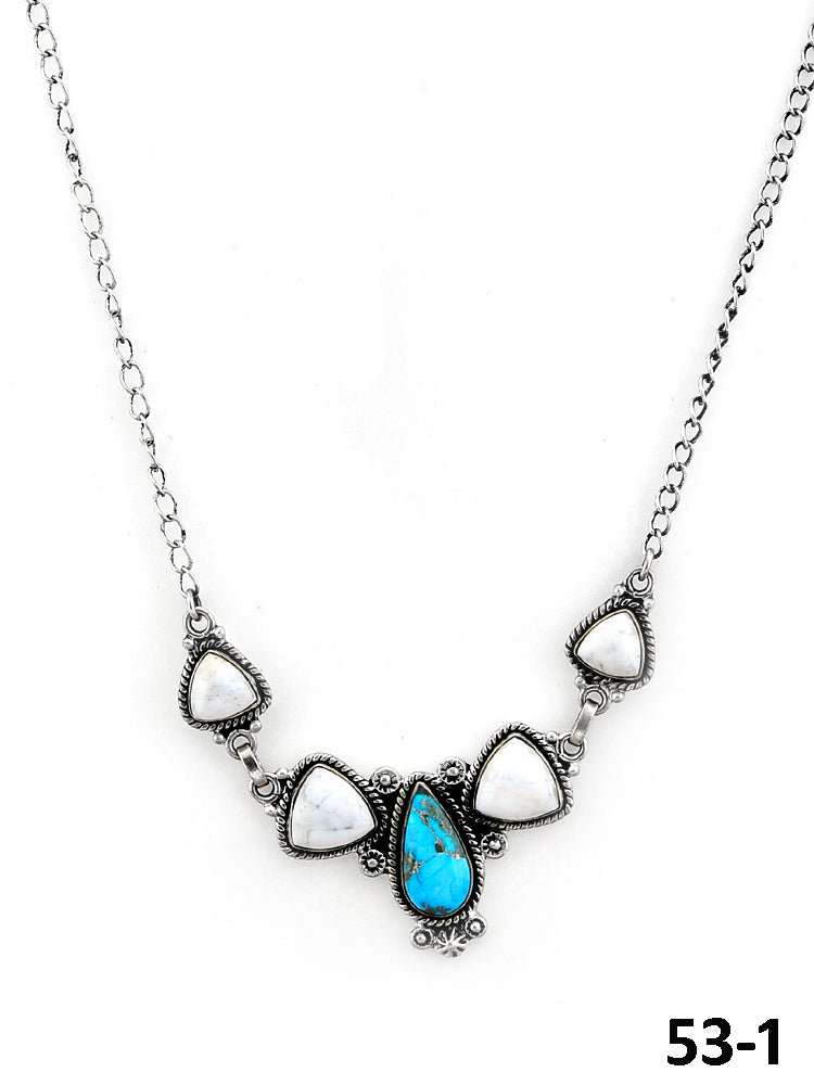 Southwest Made Sierra Bella Turquoise with White Buffalo & Sterling Silver Necklace