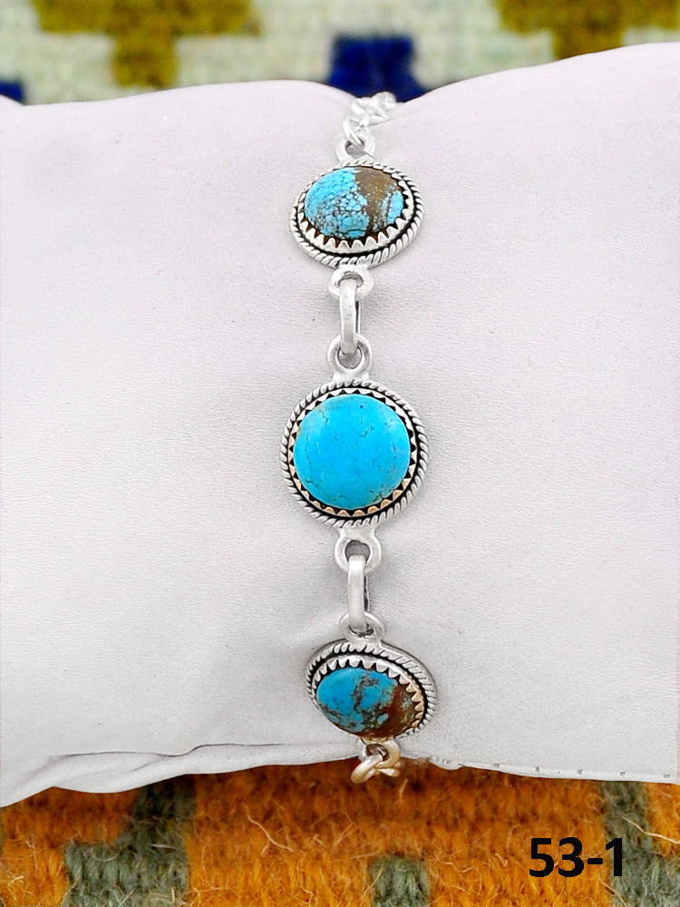 Southwest Handmade #8 Turquoise & Sterling Silver Bracelet