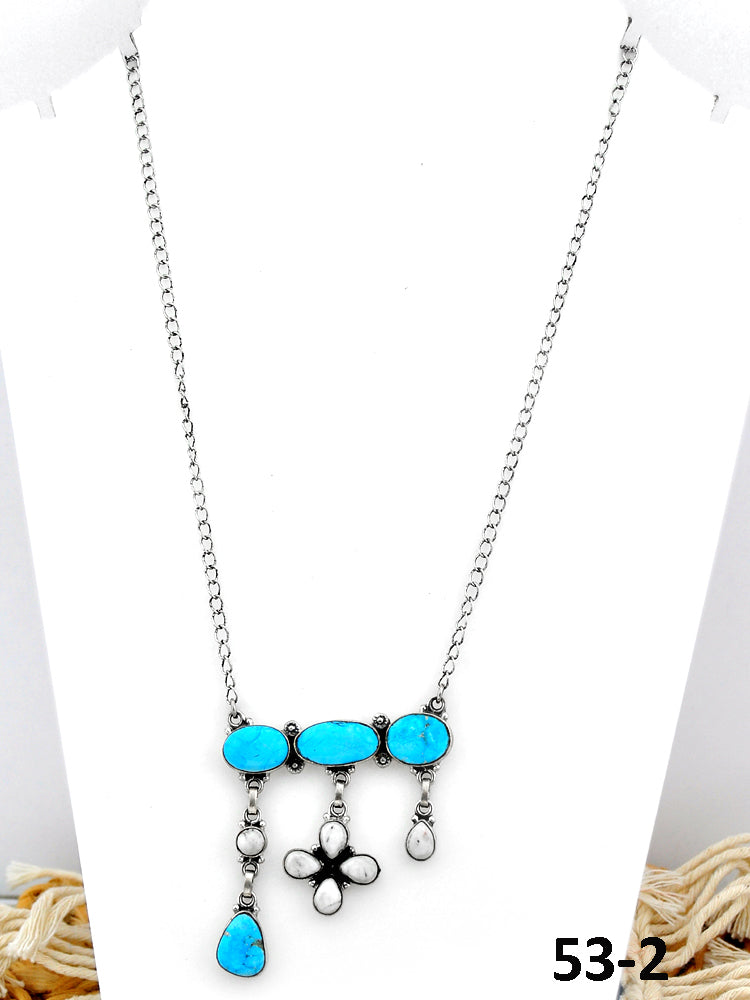 Southwest Made Sierra Bella Turquoise with White Buffalo & Sterling Silver Necklace