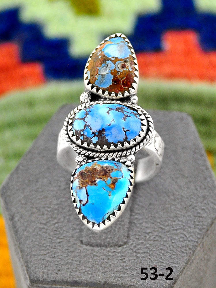 Southwest Handmade Golden Hills Turquoise & Sterling Silver Adjustable Ring