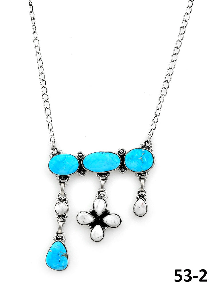 Southwest Made Sierra Bella Turquoise with White Buffalo & Sterling Silver Necklace