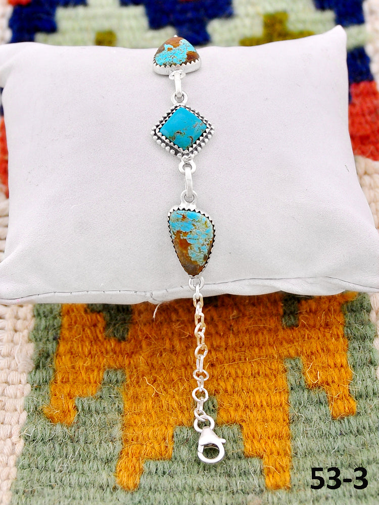 Southwest Handmade #8 Turquoise & Sterling Silver Bracelet