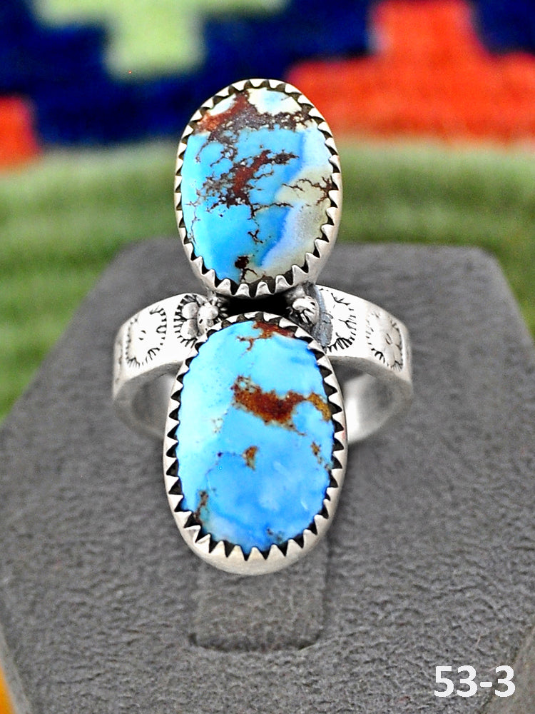 Southwest Handmade Golden Hills Turquoise & Sterling Silver Adjustable Ring
