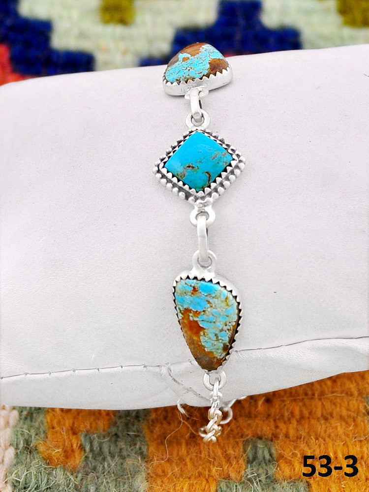 Southwest Handmade #8 Turquoise & Sterling Silver Bracelet
