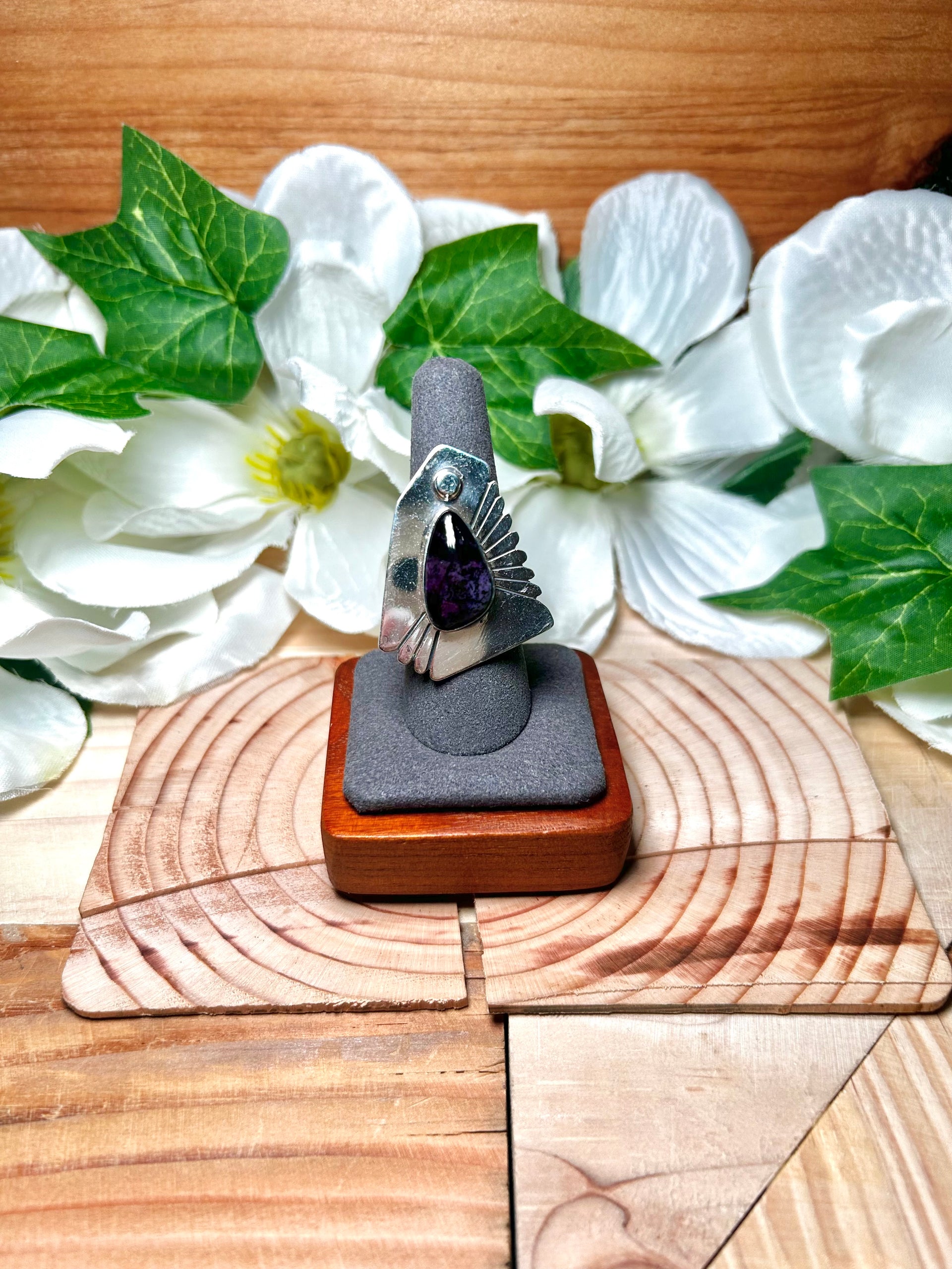 Navajo Made Sugilite & Sterling Silver Adjustable Ring