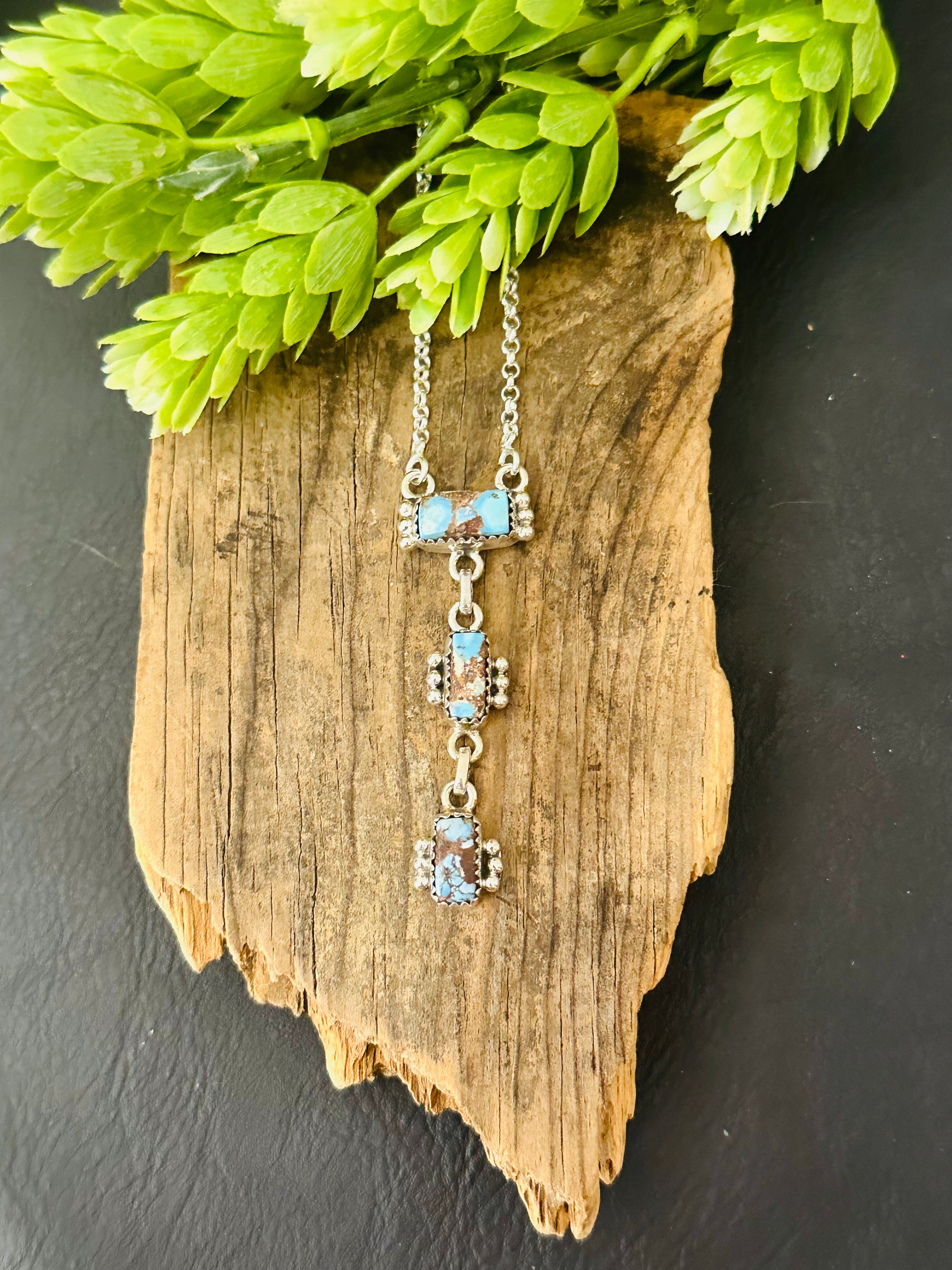 Southwest Handmade Golden Hills Turquoise & Sterling Silver Necklace