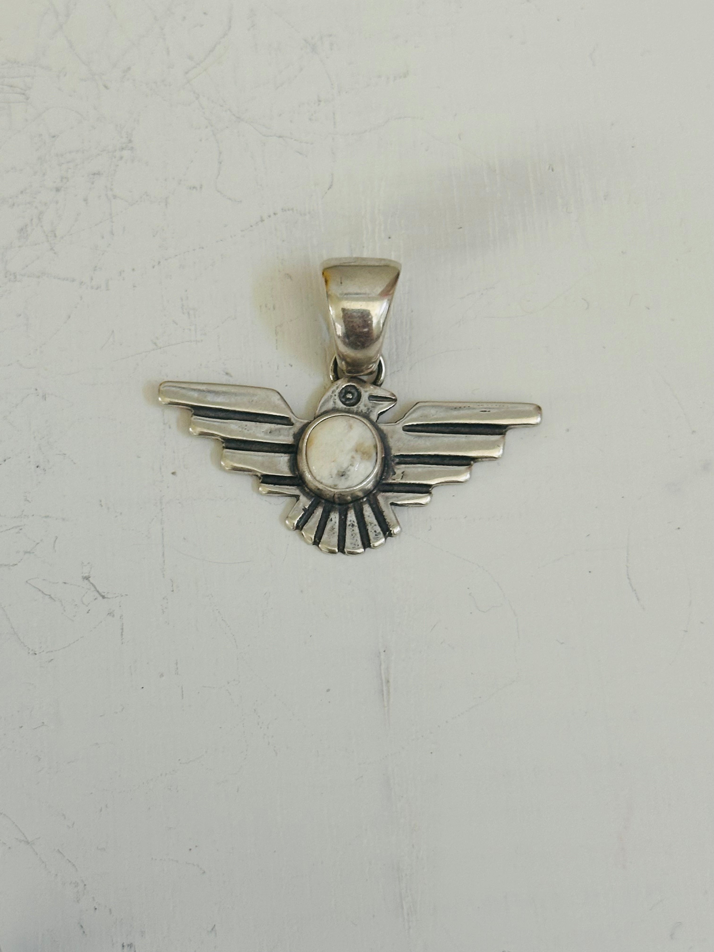 Navajo Made Sterling Silver Thunderbird Pendant