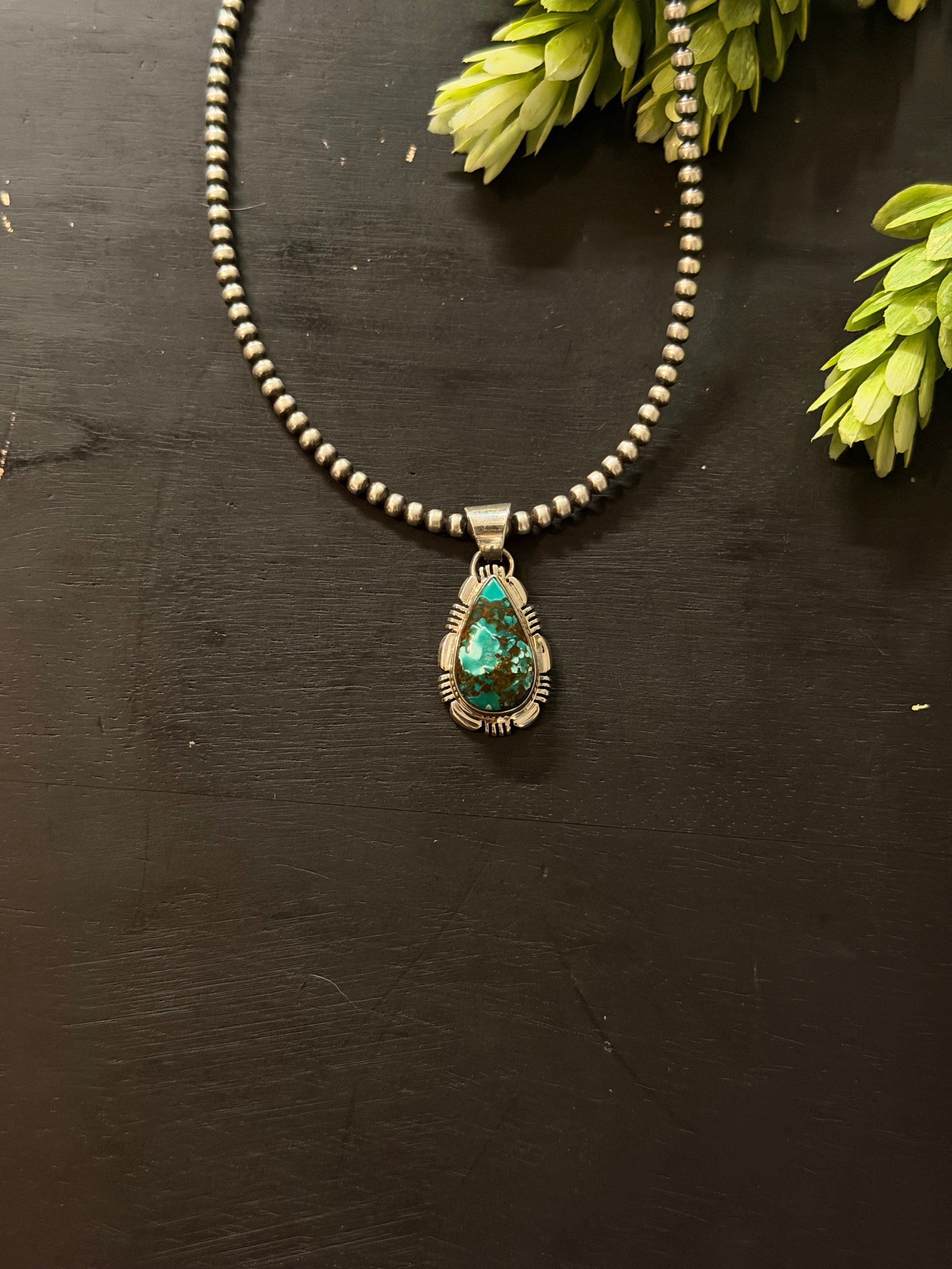 Navajo Made Sierra Vista Turquoise & Sterling Silver Pendant