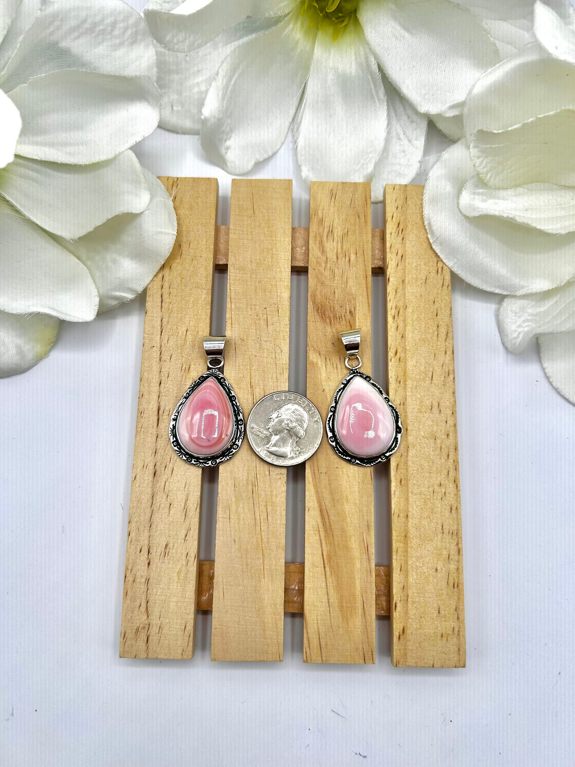 Navajo Made Pink Conch & Sterling Silver Pendant