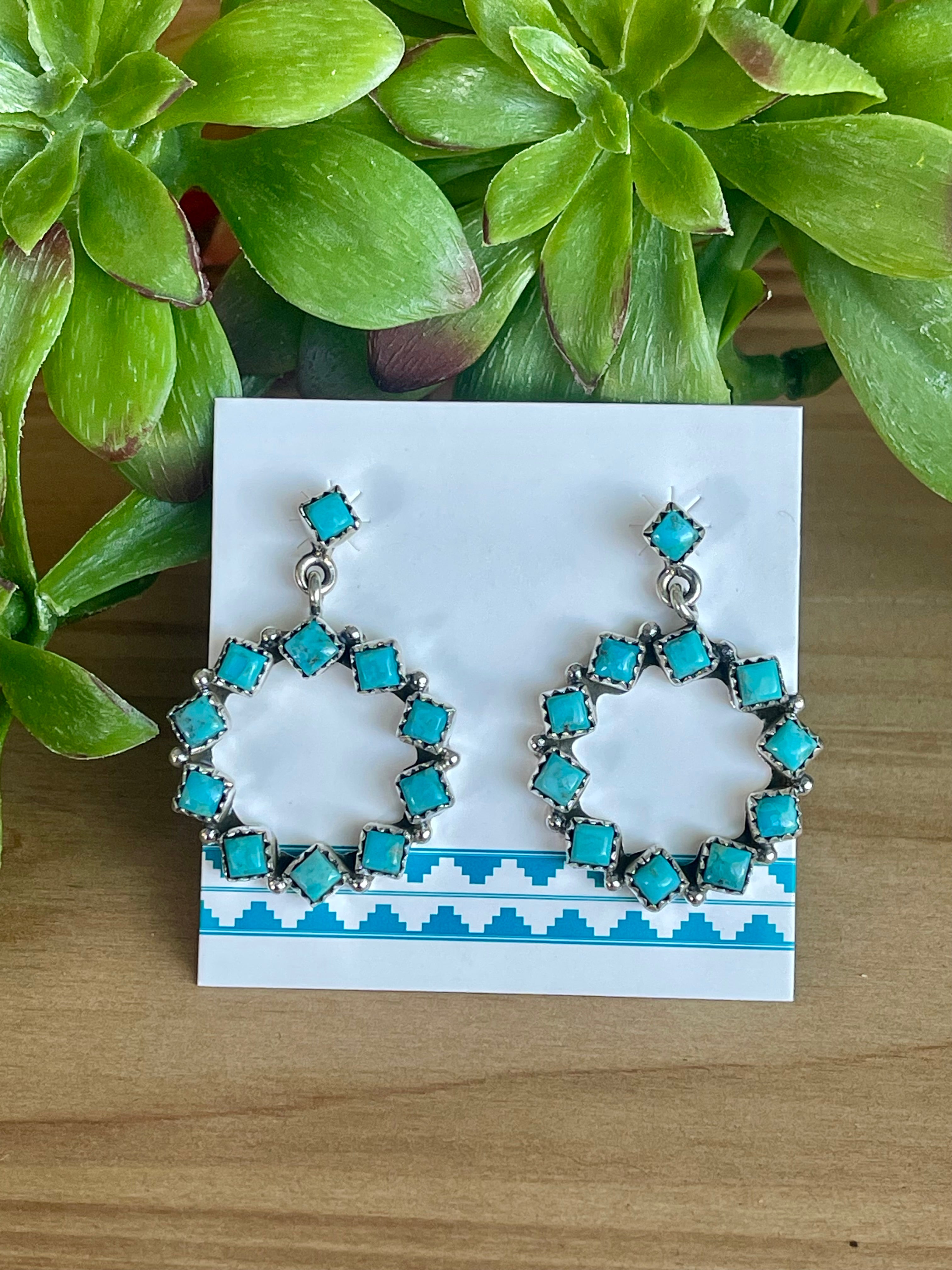 Southwest Handmade Turquoise Circle Post Earrings