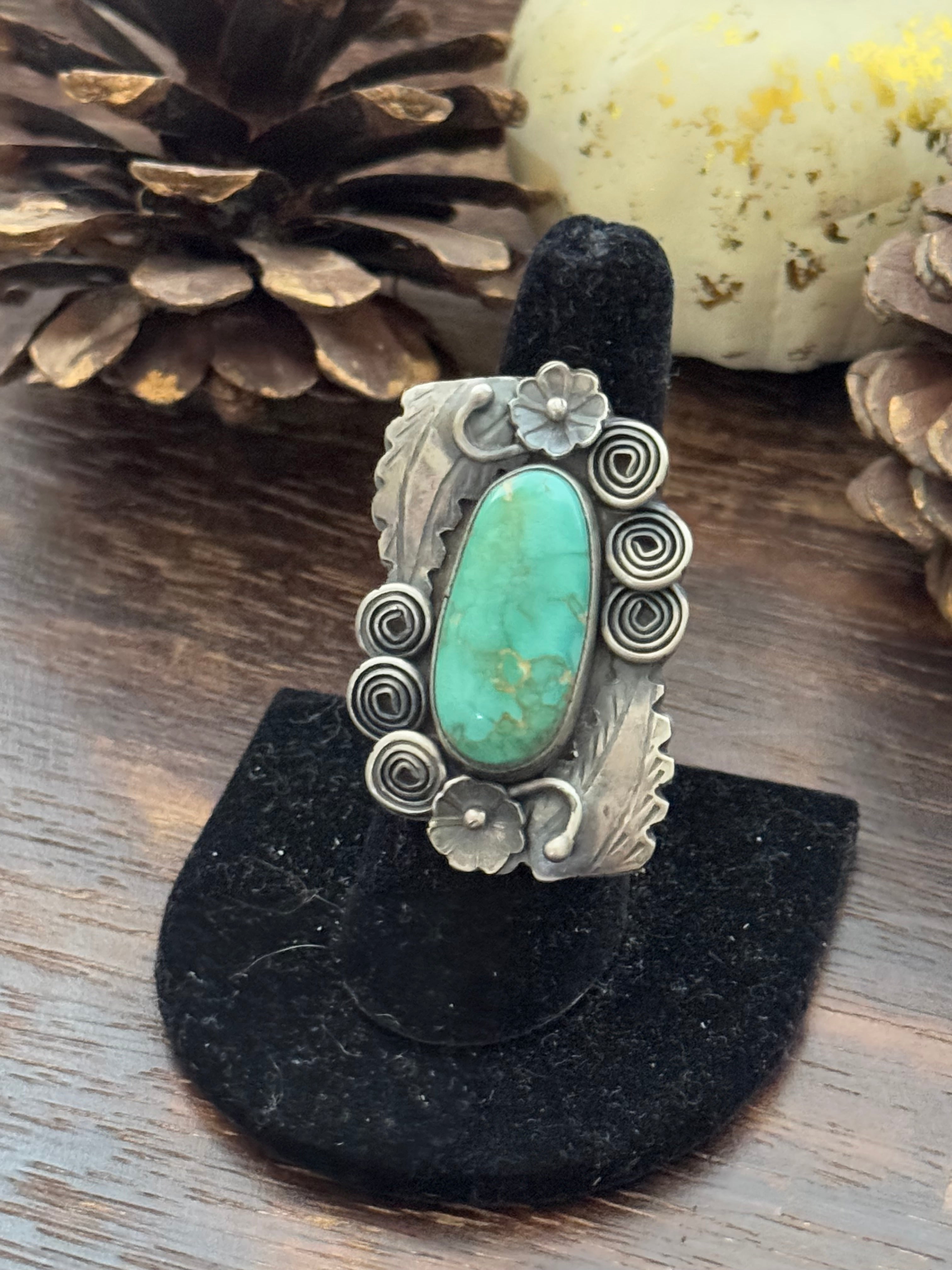 Gabby Spencer Royston Turquoise & Sterling Silver Ring Size 7.75