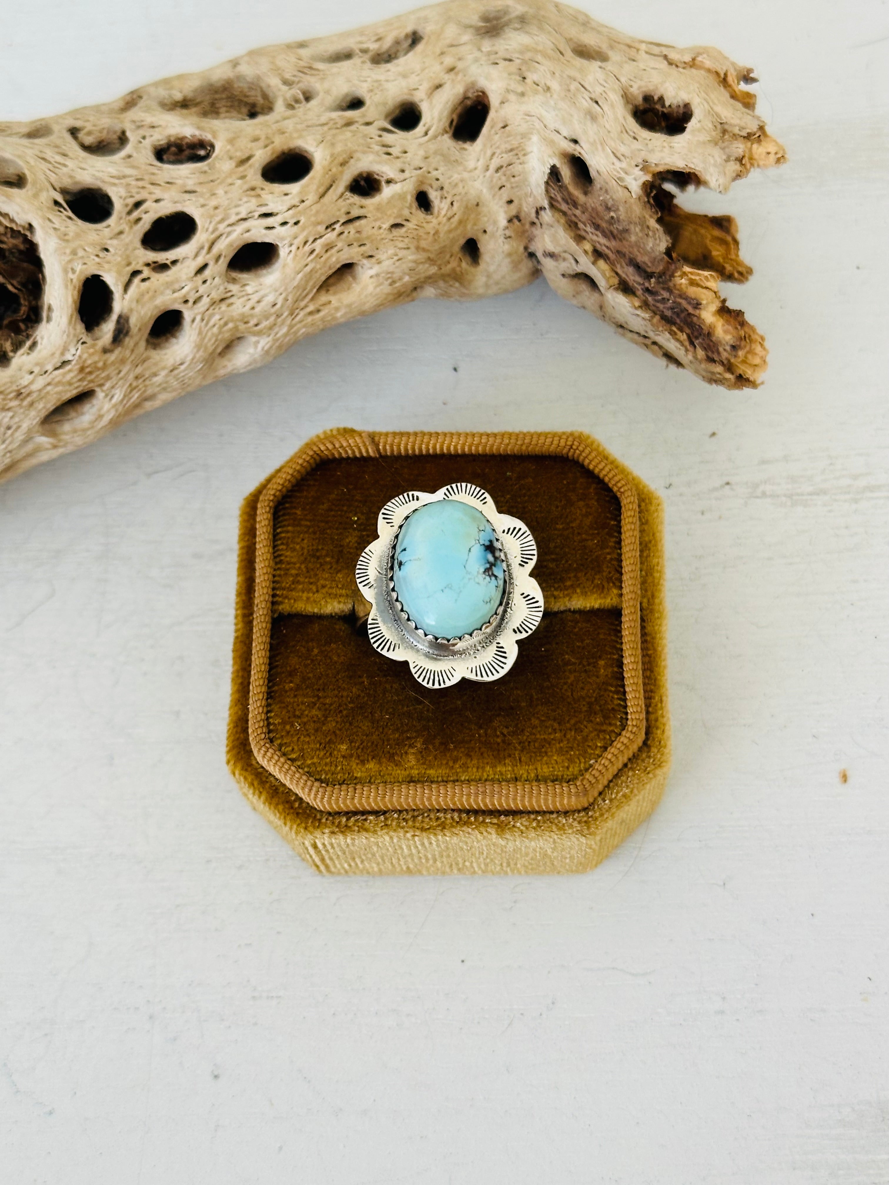 Southwest Handmade Golden Hills Turquoise & Sterling Silver Adjustable Ring