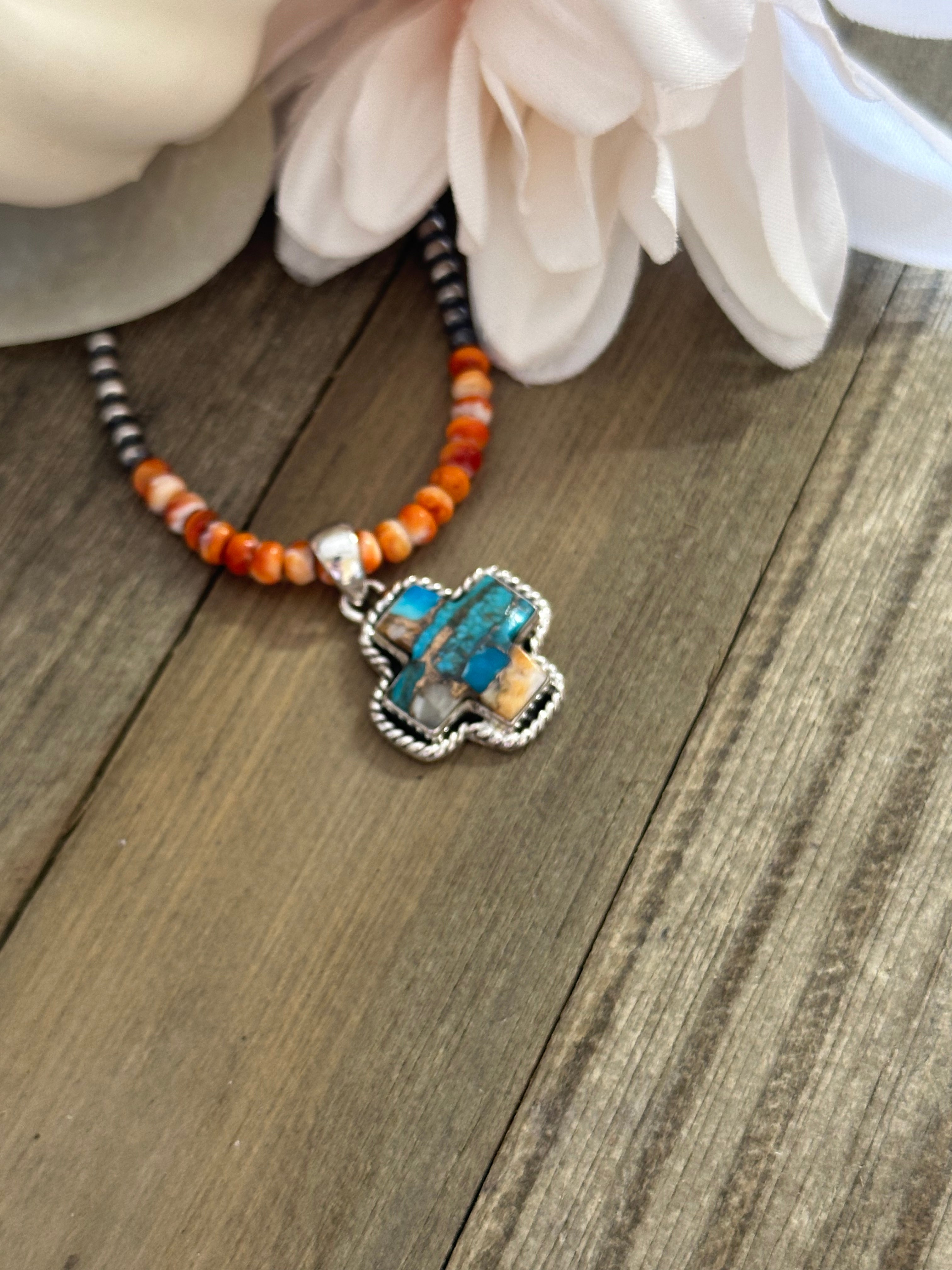 Southwest Handmade Mohave Turquoise & Sterling Silver Pendant