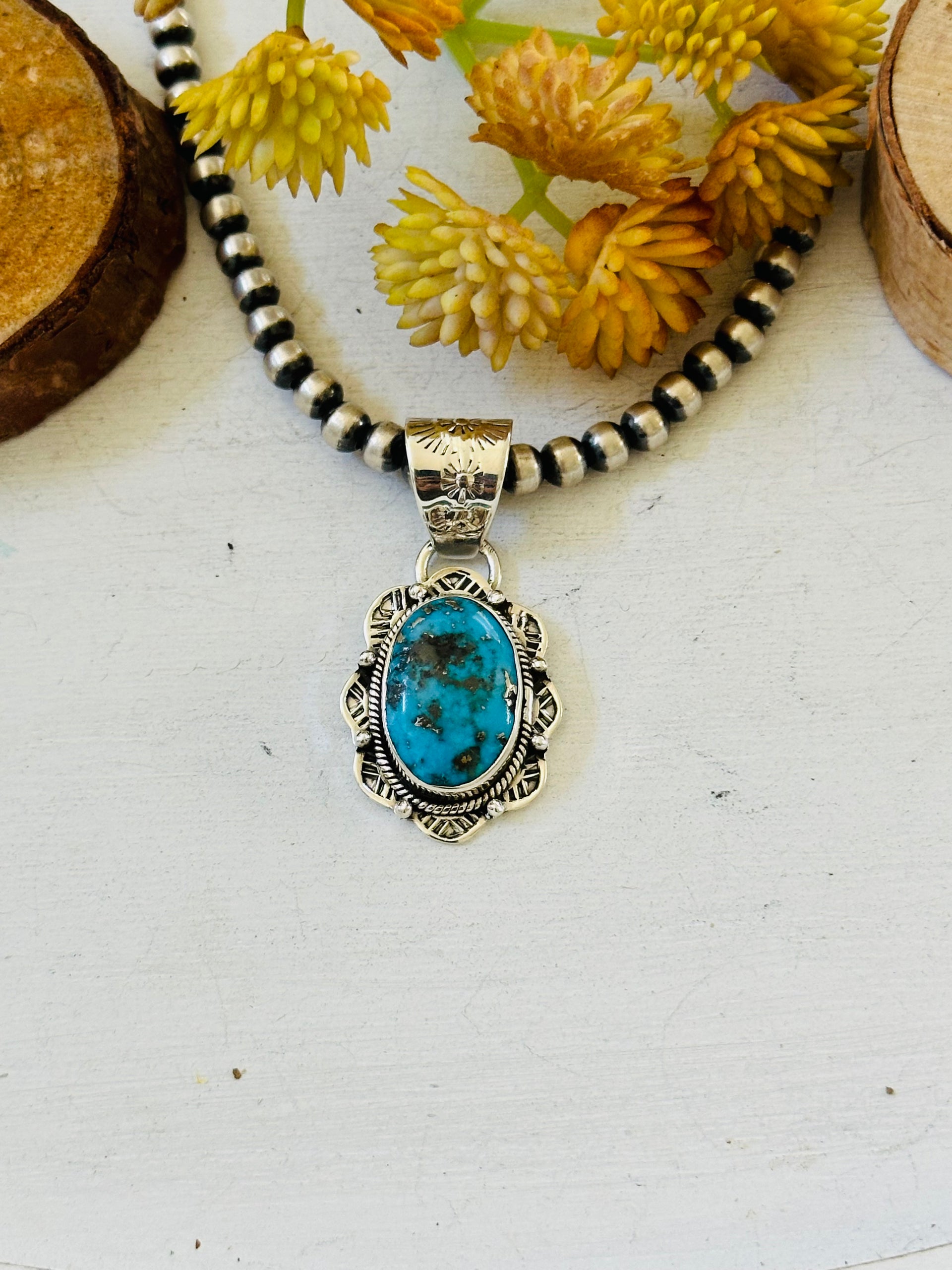 Southwest Handmade Blue Ridge Turquoise & Sterling Silver Pendant