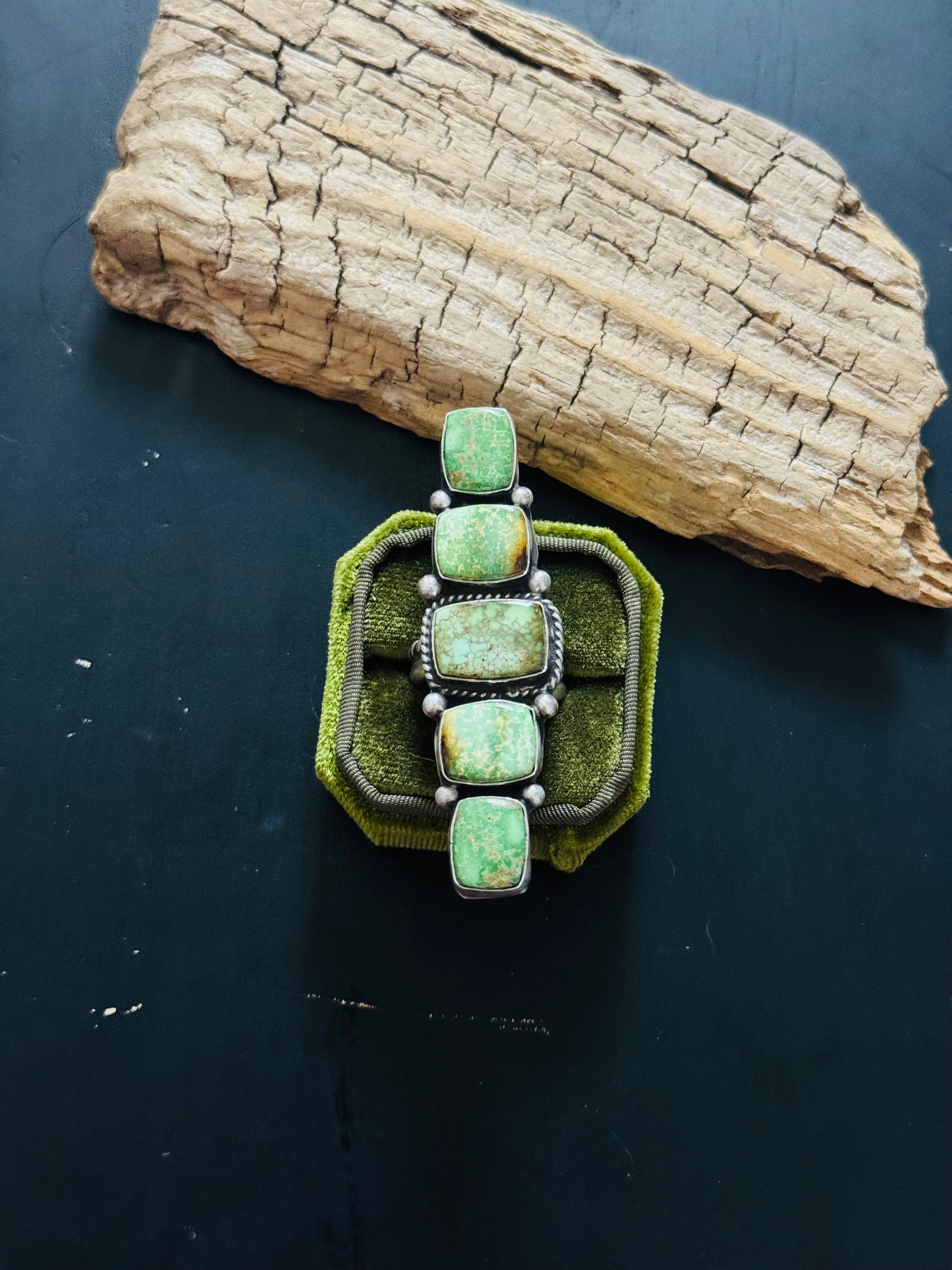 Russell Sam Royston Turquoise & Sterling Silver Adjustable Cluster Ring