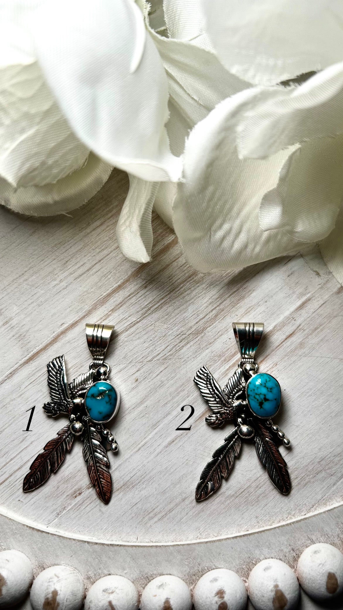 Navajo Made Kingman Turquoise & Sterling Silver Pendant