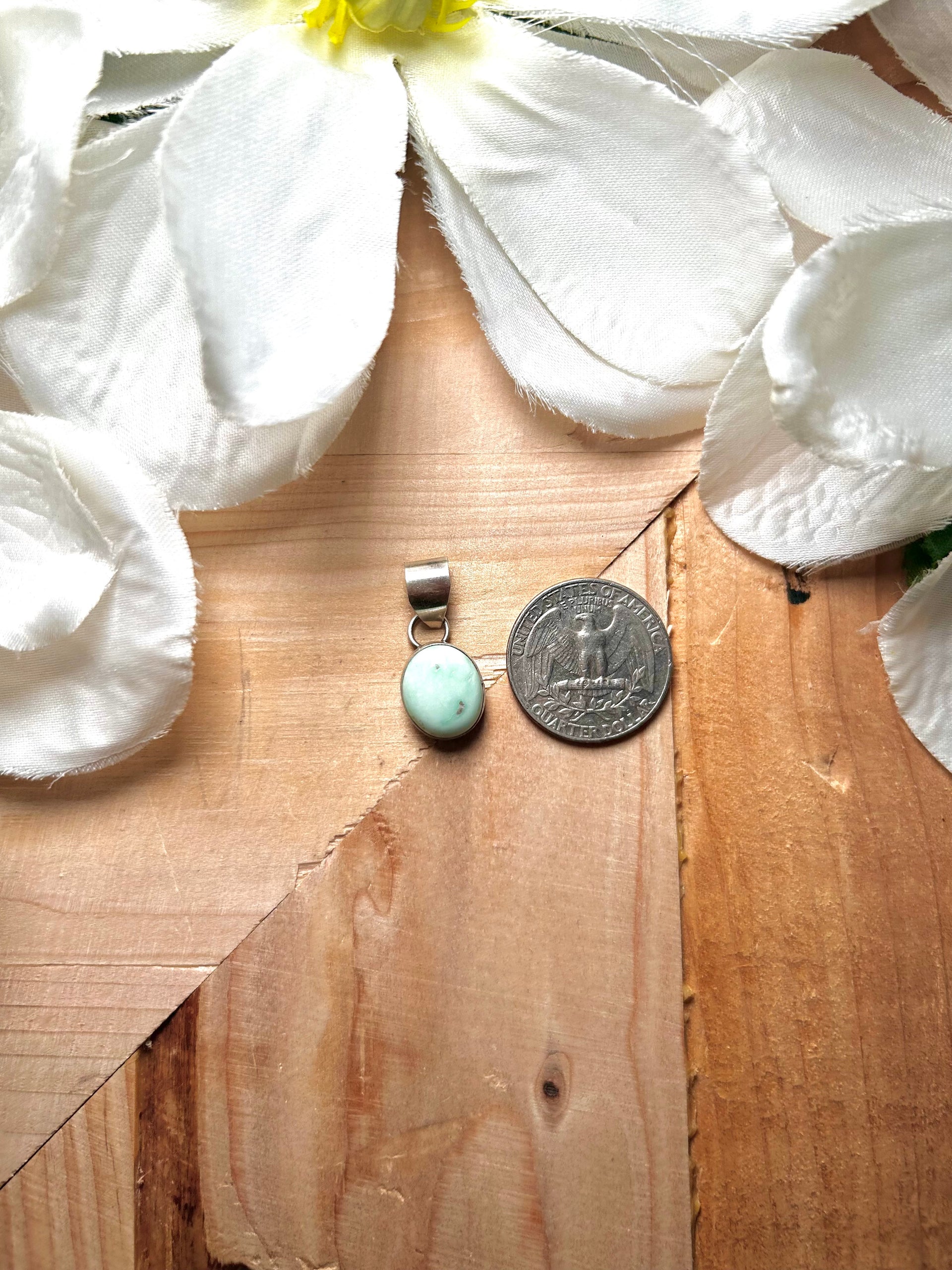 Navajo Made Palomino Variscite & Sterling Silver Pendant