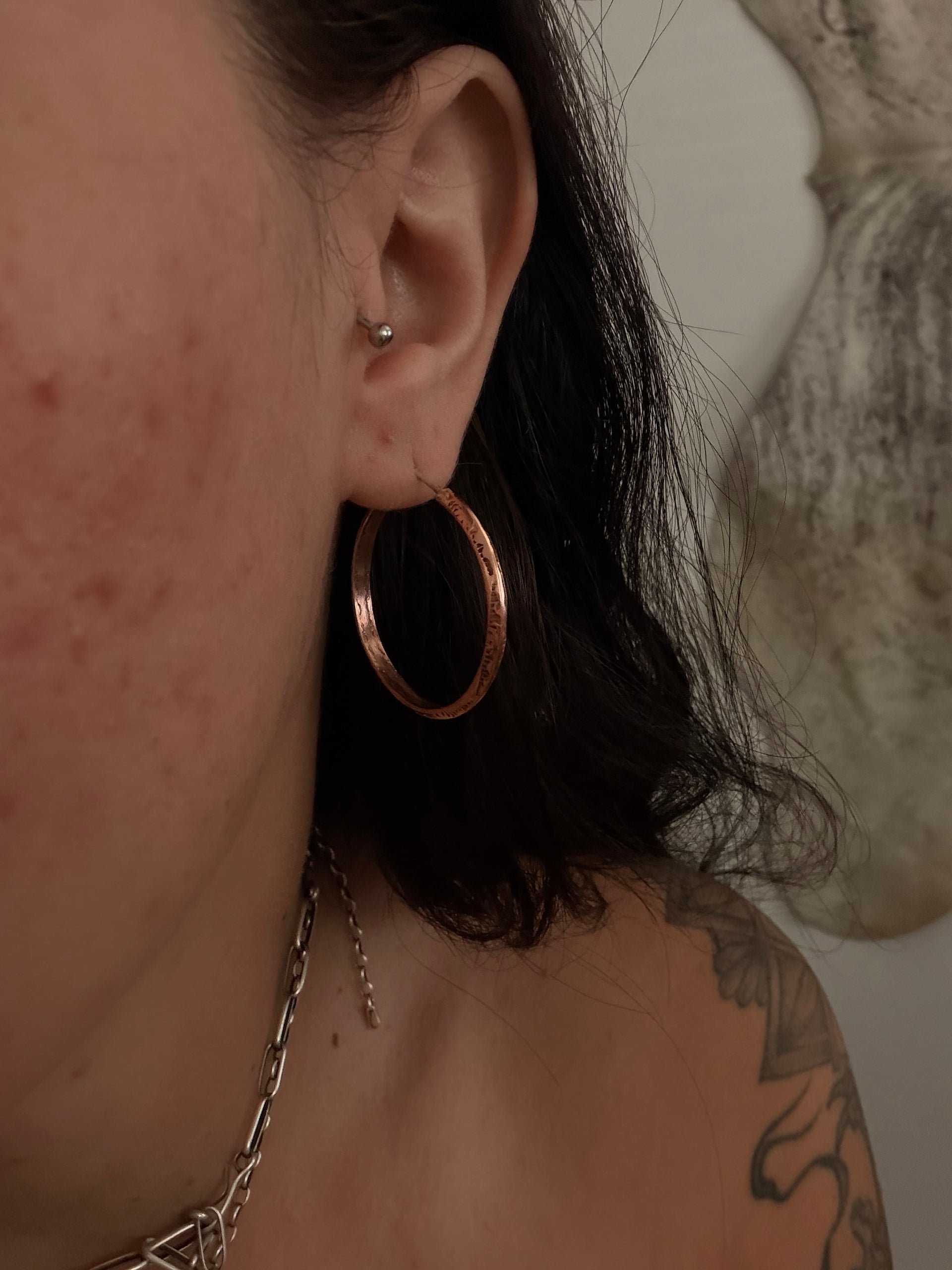 Navajo Made Copper Dangle Hoop Earrings