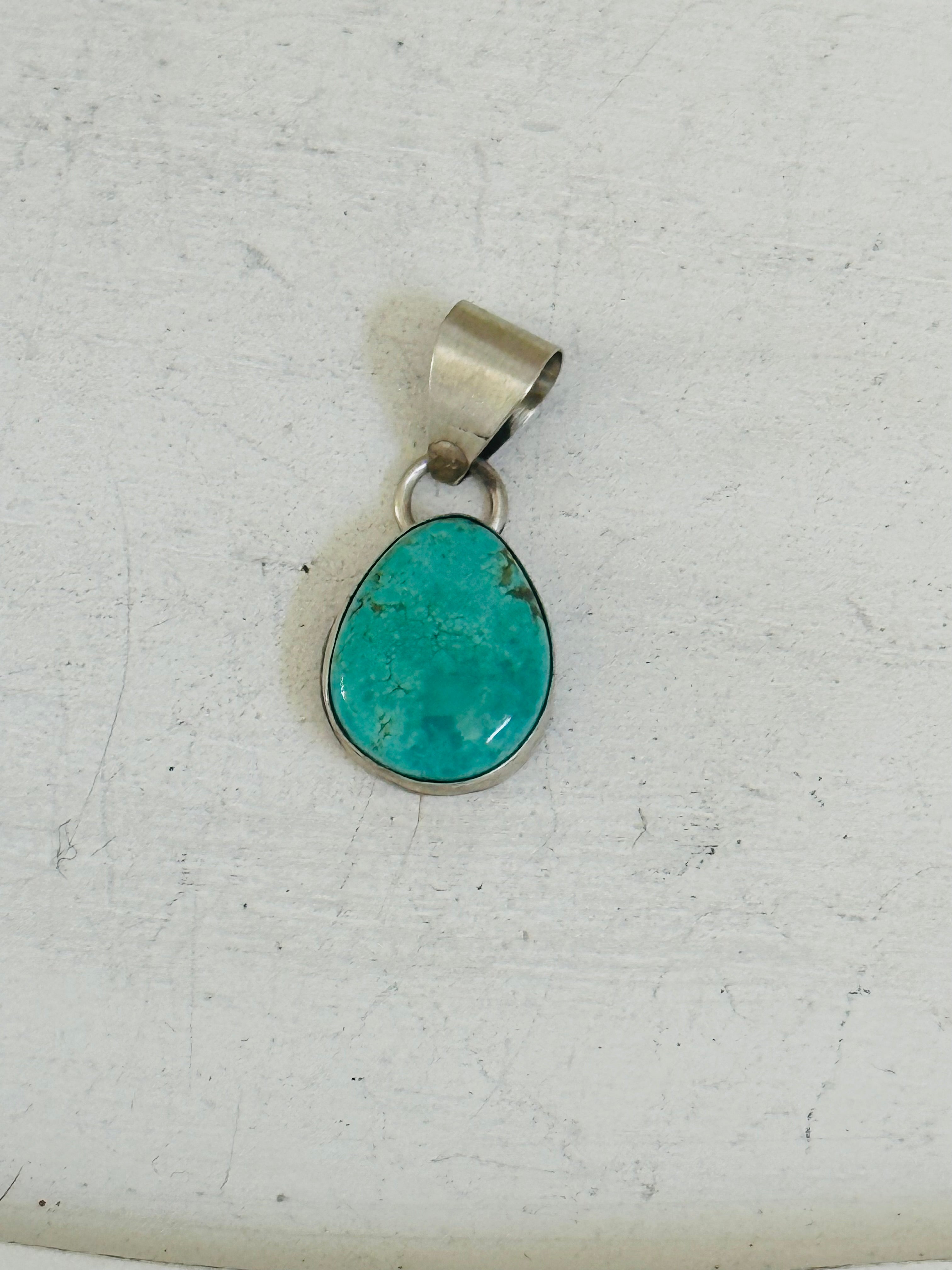 Navajo Made Carico Lake Turquoise & Sterling Silver Pendant