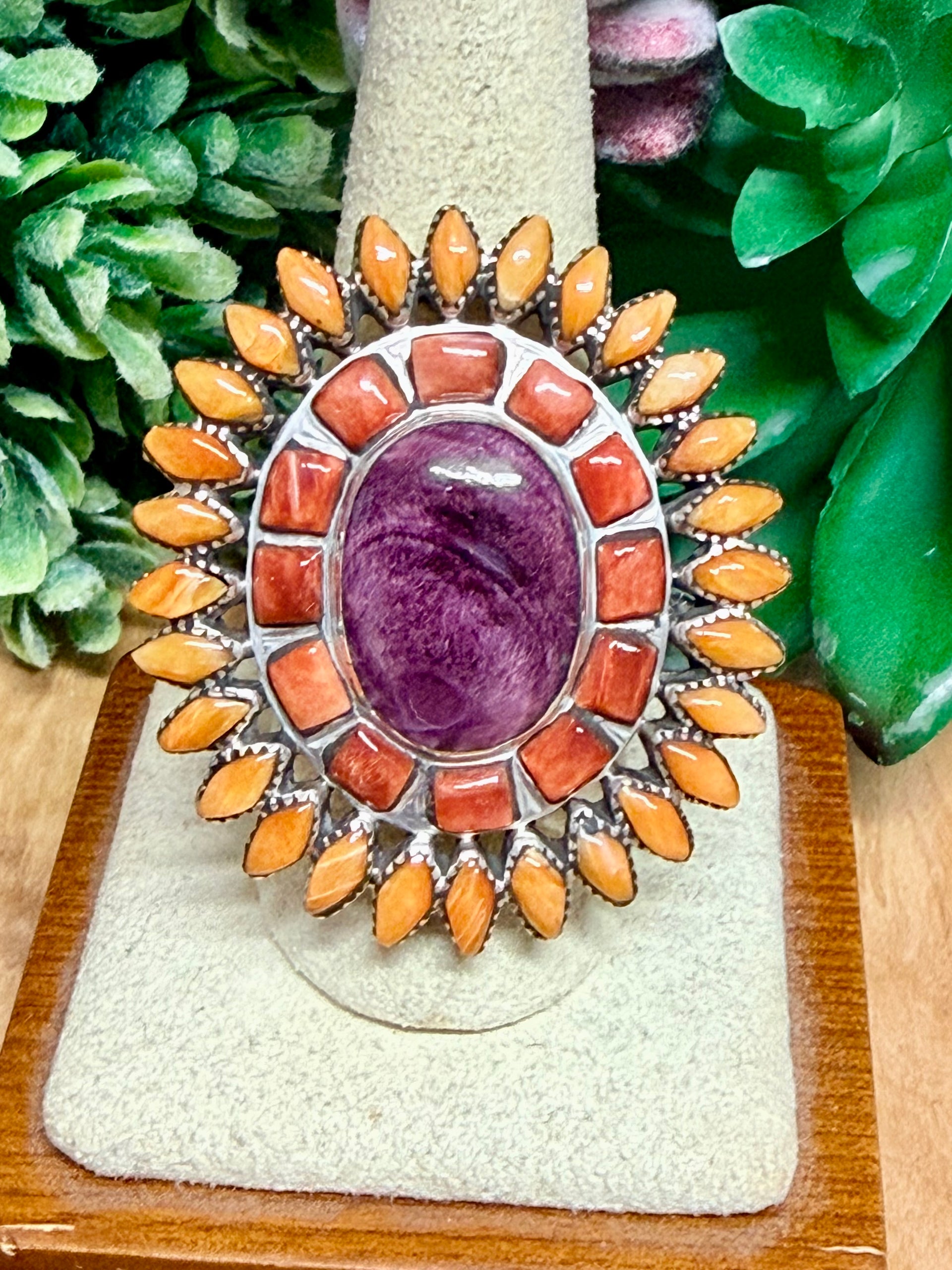 Southwest Multistone & Sterling Silver Adjustable Ring