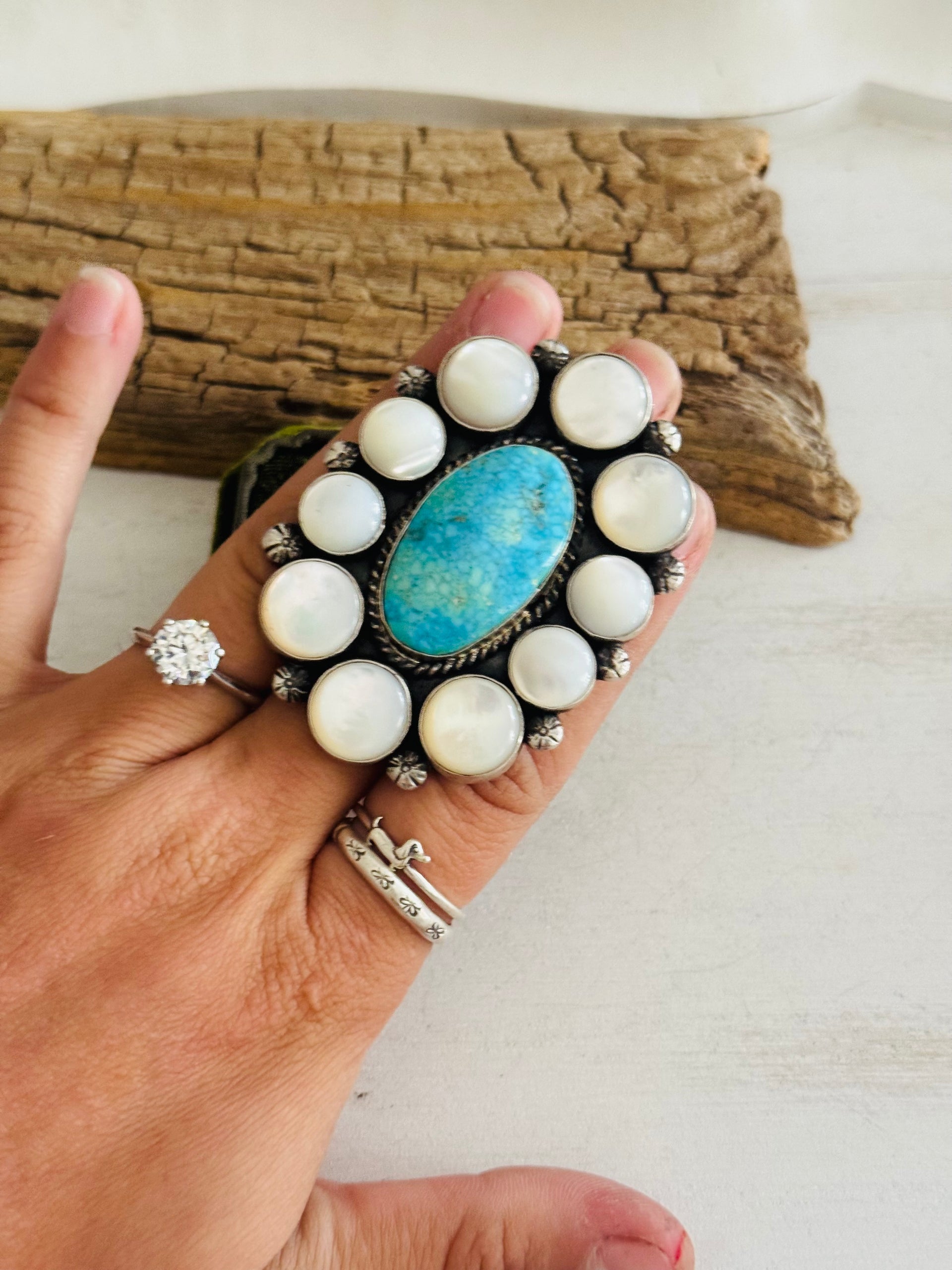 Zachariah David Multi Stone & Sterling Silver Adjustable Cluster Ring