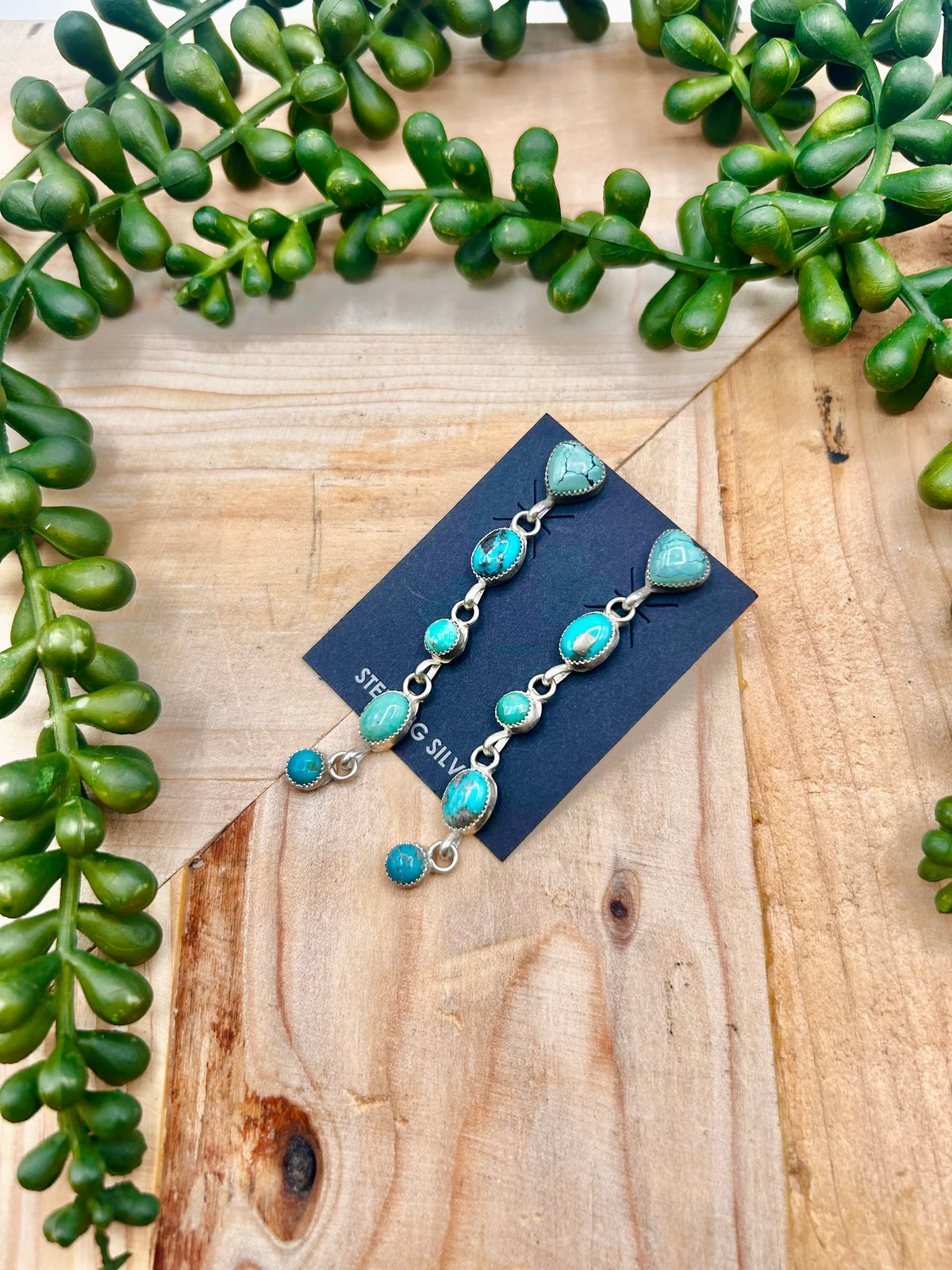 Navajo Made Mixed Turquoise & Sterling Silver Post Earrings