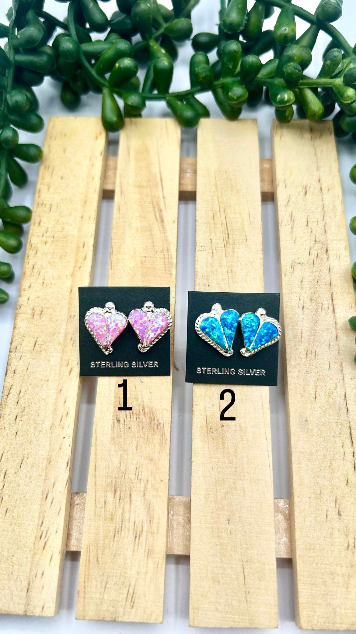 Navajo Made Opal & Sterling Silver Post Earrings