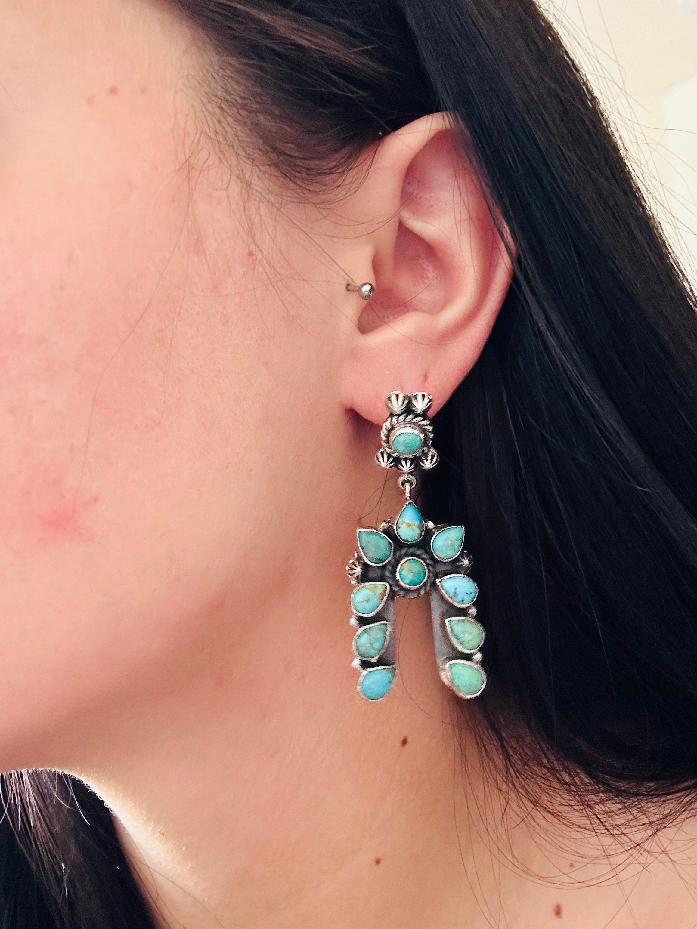 TTD “The Storm” Kingman Turquoise & Sterling Silver Earrings