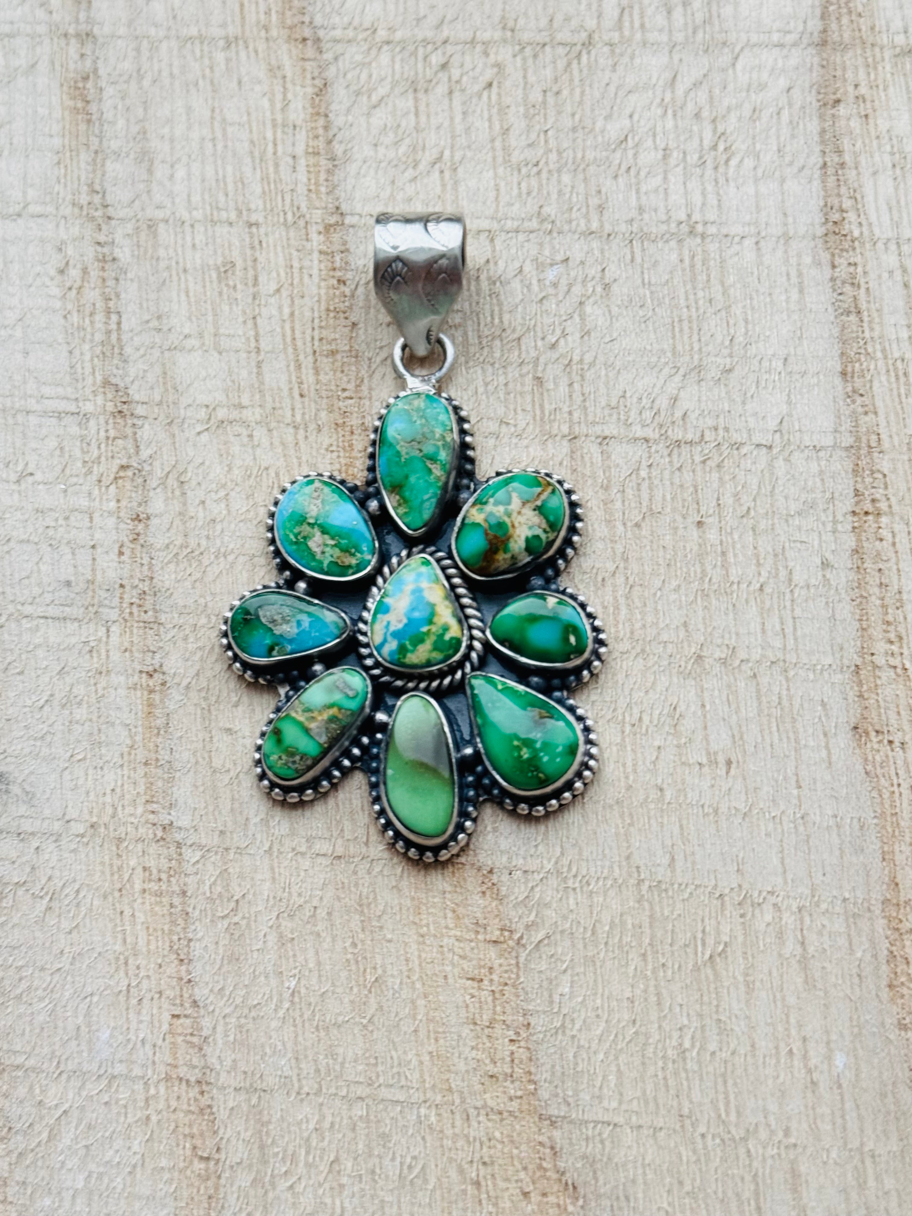 Southwest Handmade Sonoran Mountain Turquoise & Sterling Silver Pendant