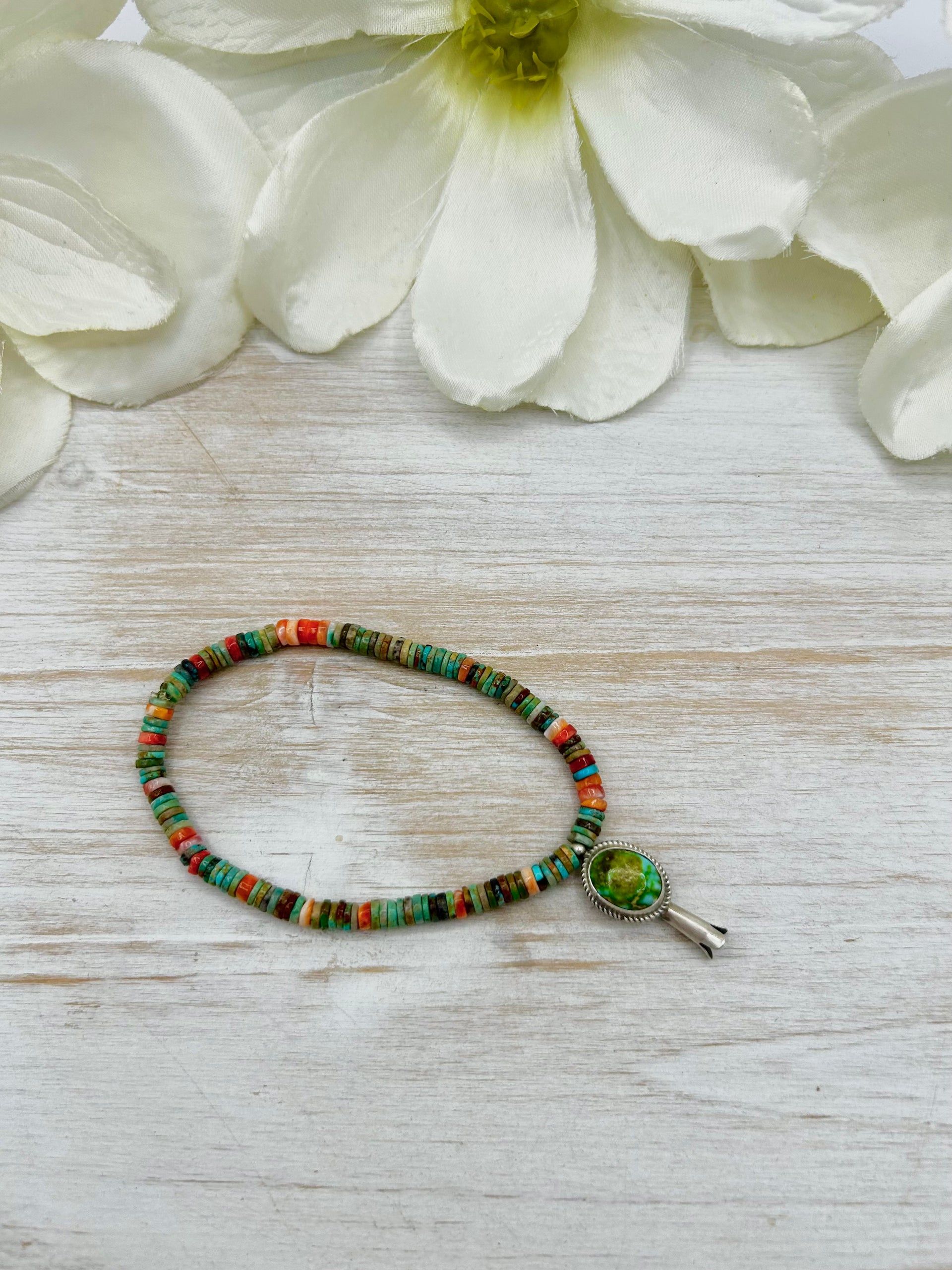 George Rios Multi Stone & Sterling Silver Stretchy Bracelet