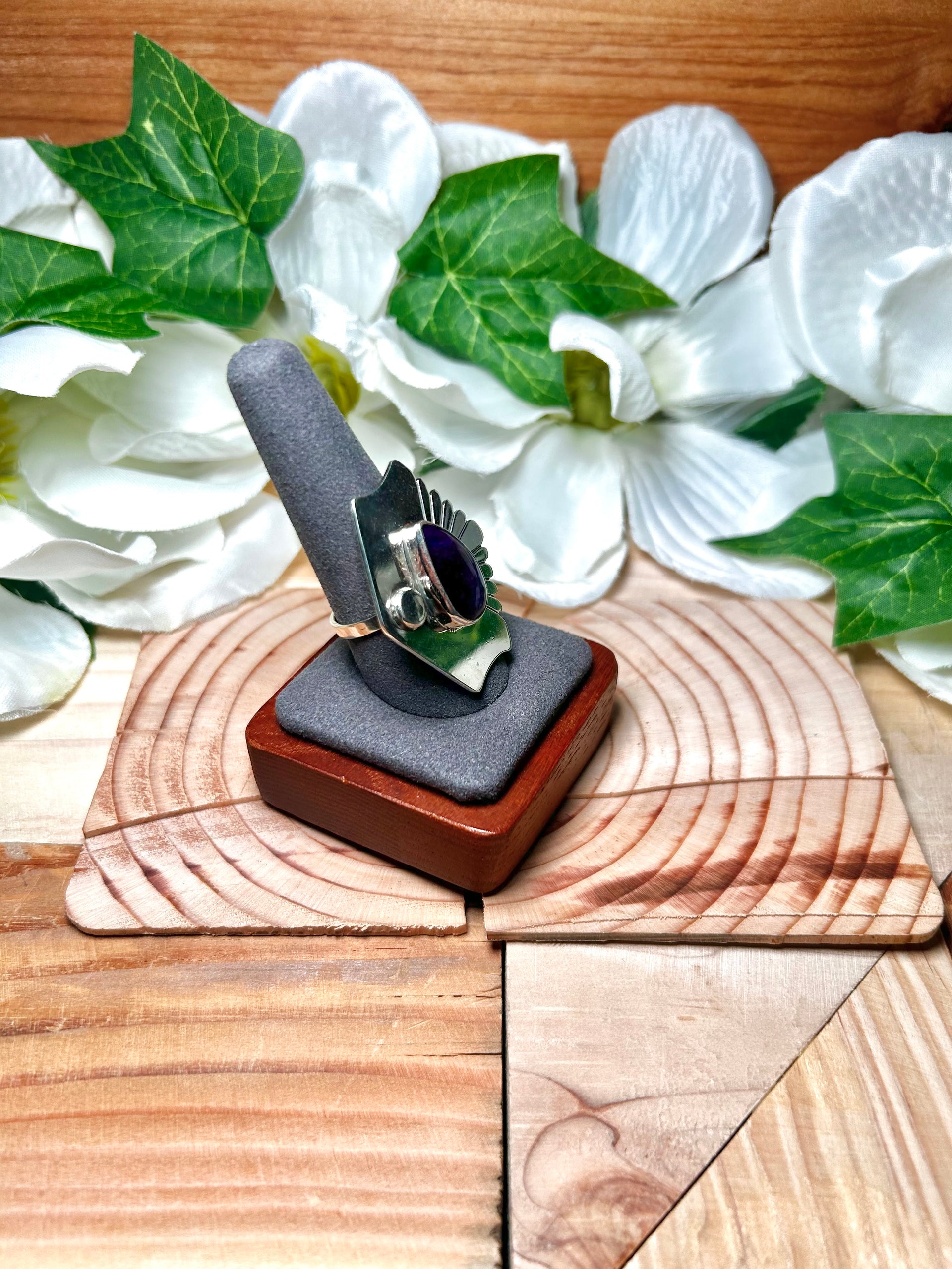 Navajo Made Sugilite & Sterling Silver Adjustable Ring