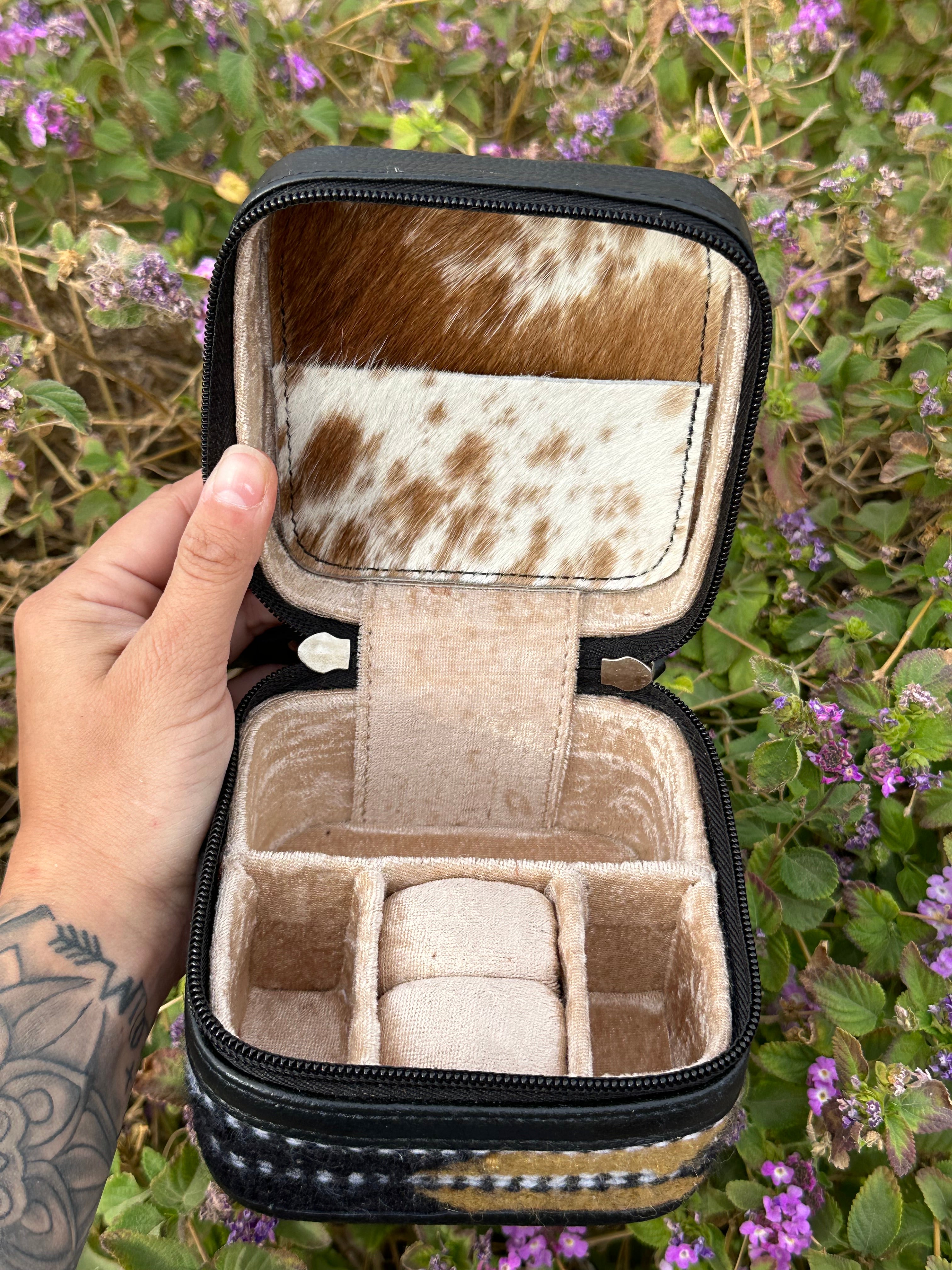 Genuine Leather Cowhide & Saddle Bag Jewelry Box