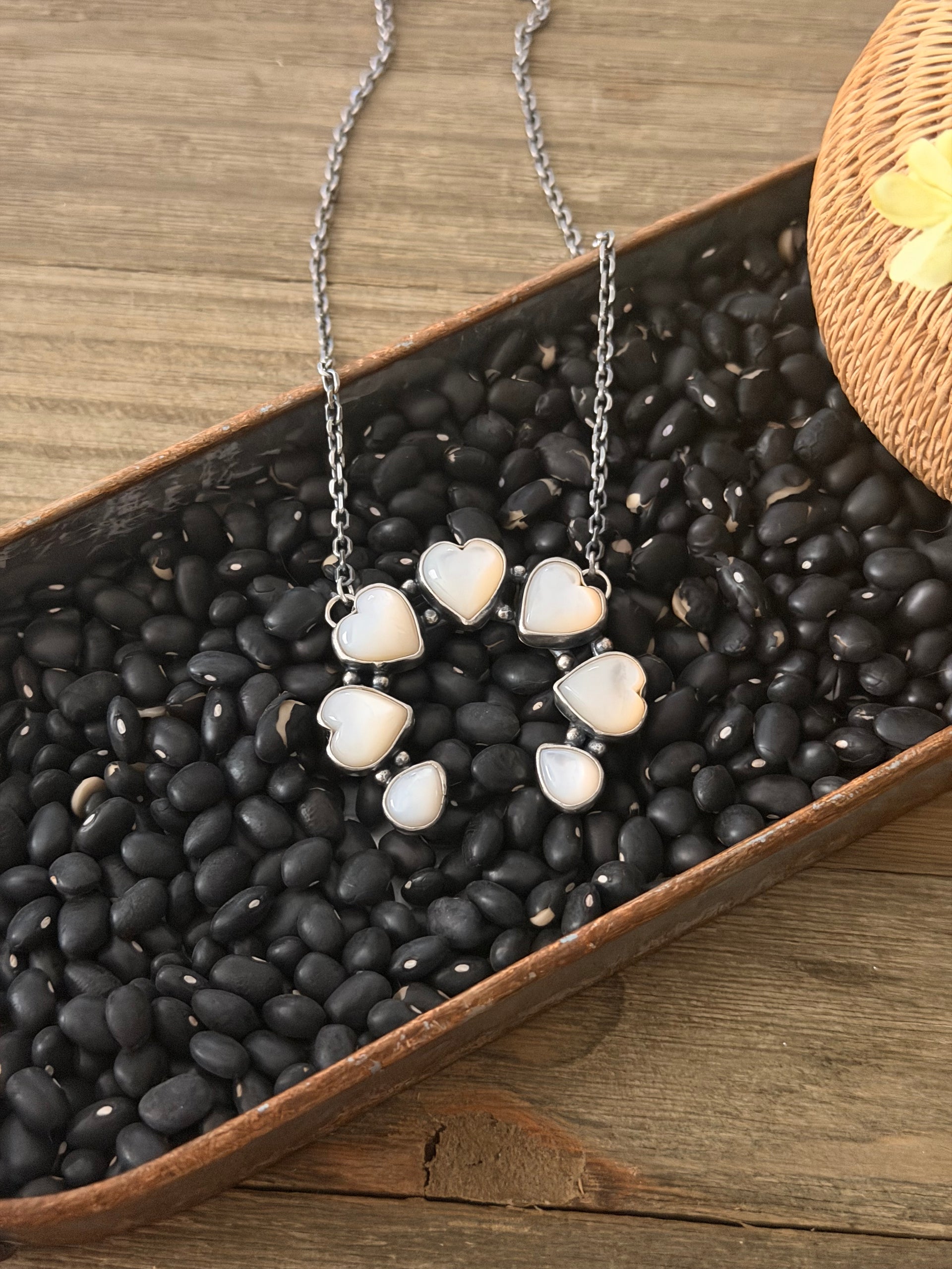Annie McCroy Mother of Pearl & Sterling Silver Naja Heart Necklace