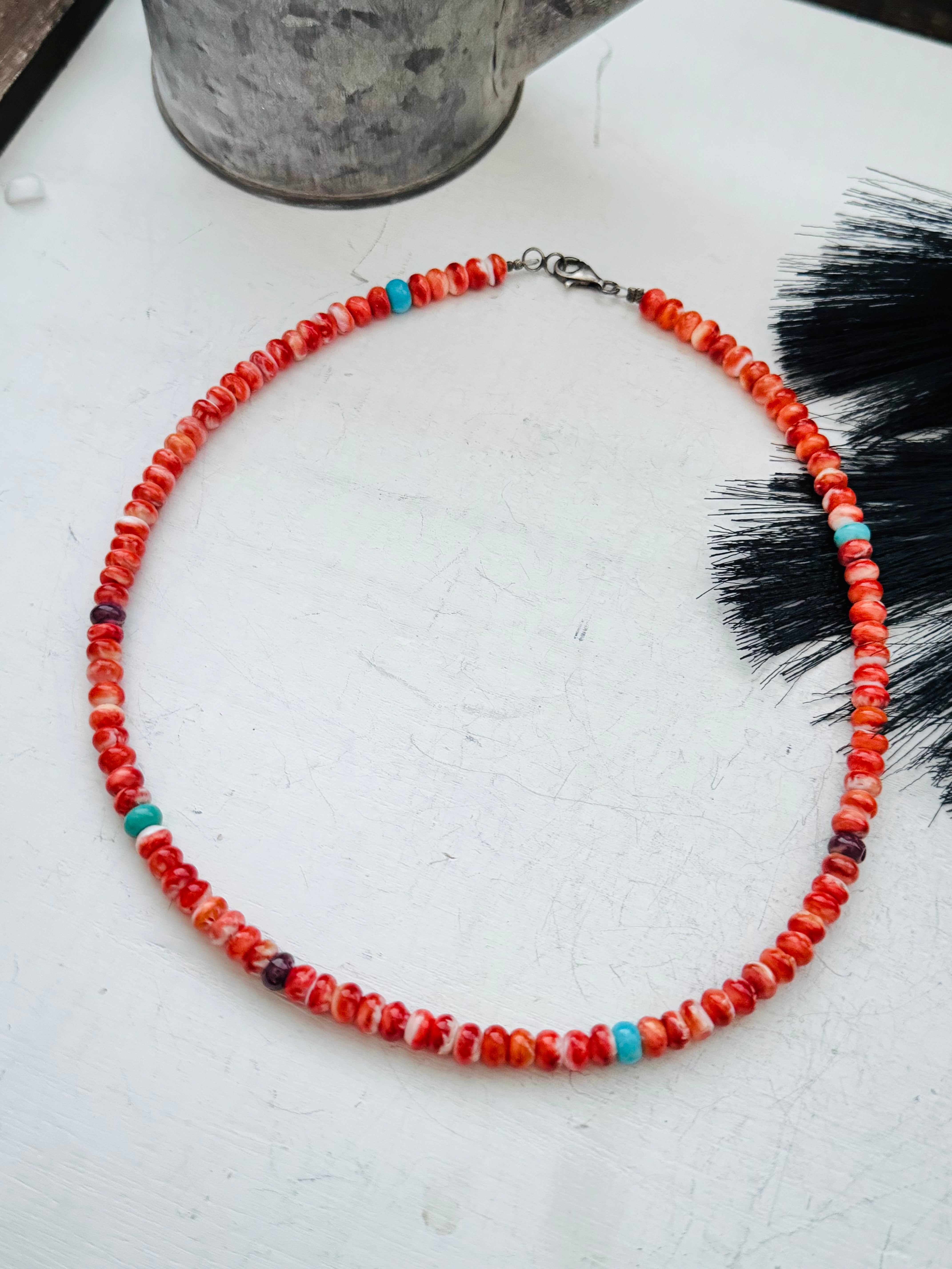 Theresa Skeets Multi Stone & Sterling Silver Beaded Necklace