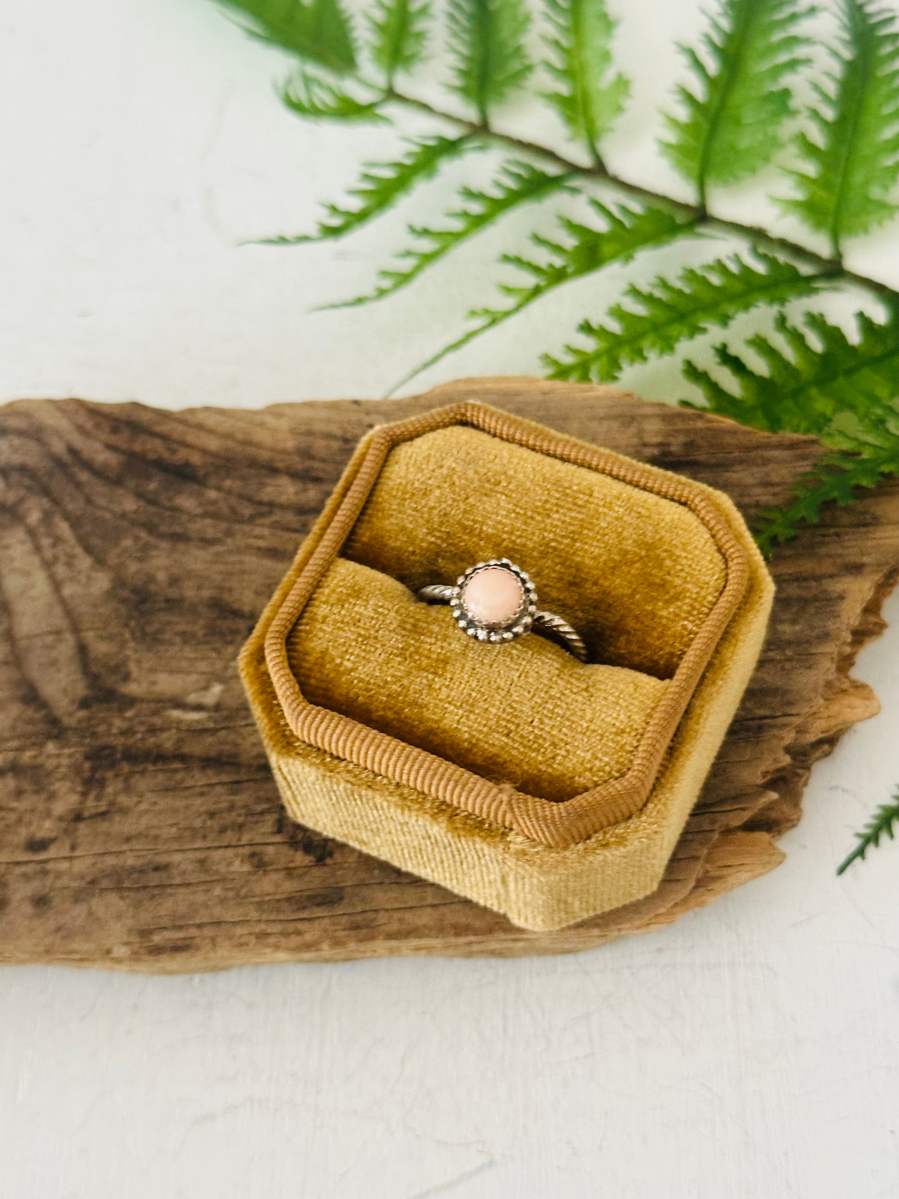 Navajo Made Pink Conch & Sterling Silver Ring